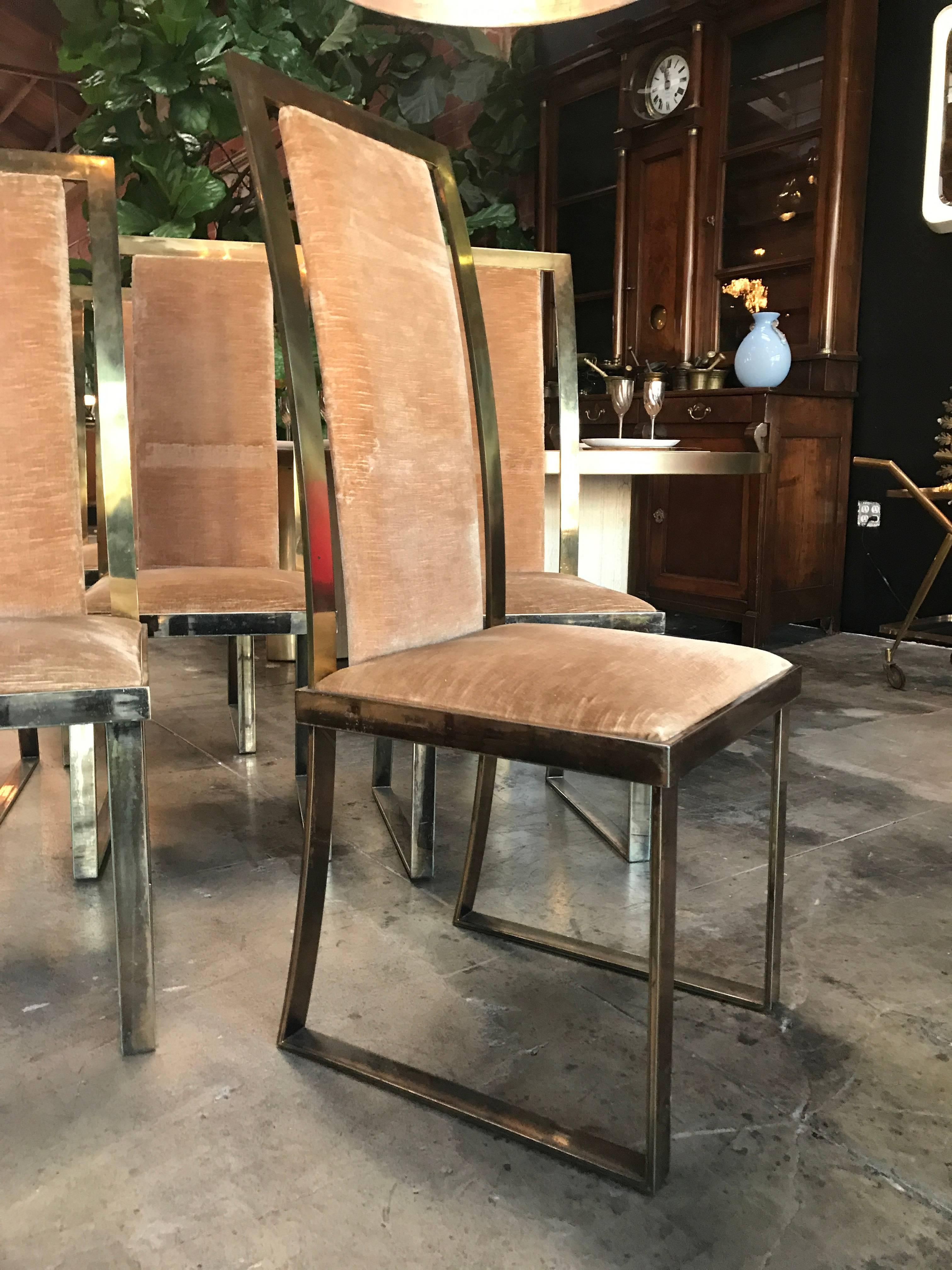 Mid-20th Century Italian Chairs in Massive Brass, 1960, Set of four