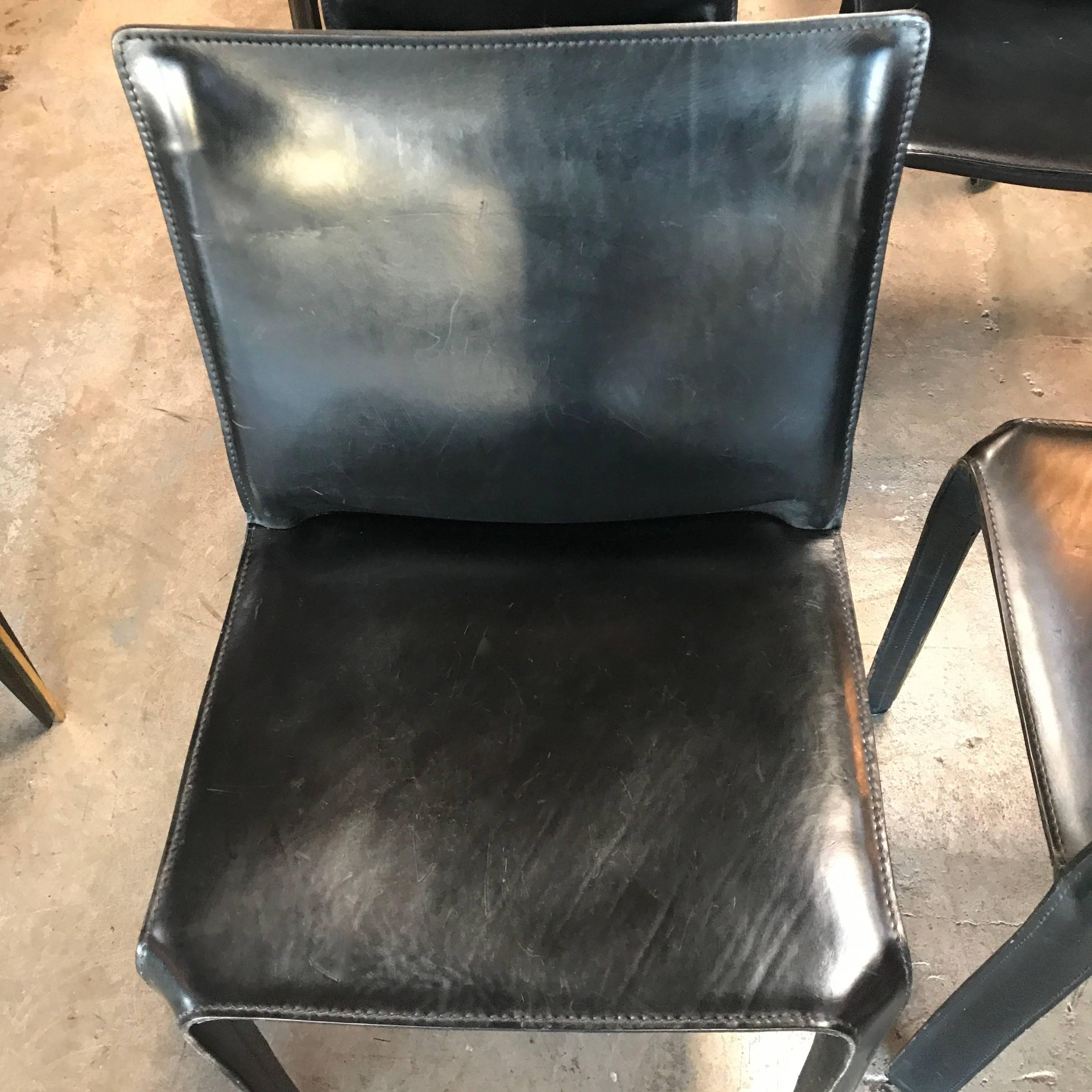 Cassina Chairs, Model Cab Nr. 412, Mario Bellini in Black Leather, Set of Eight 3