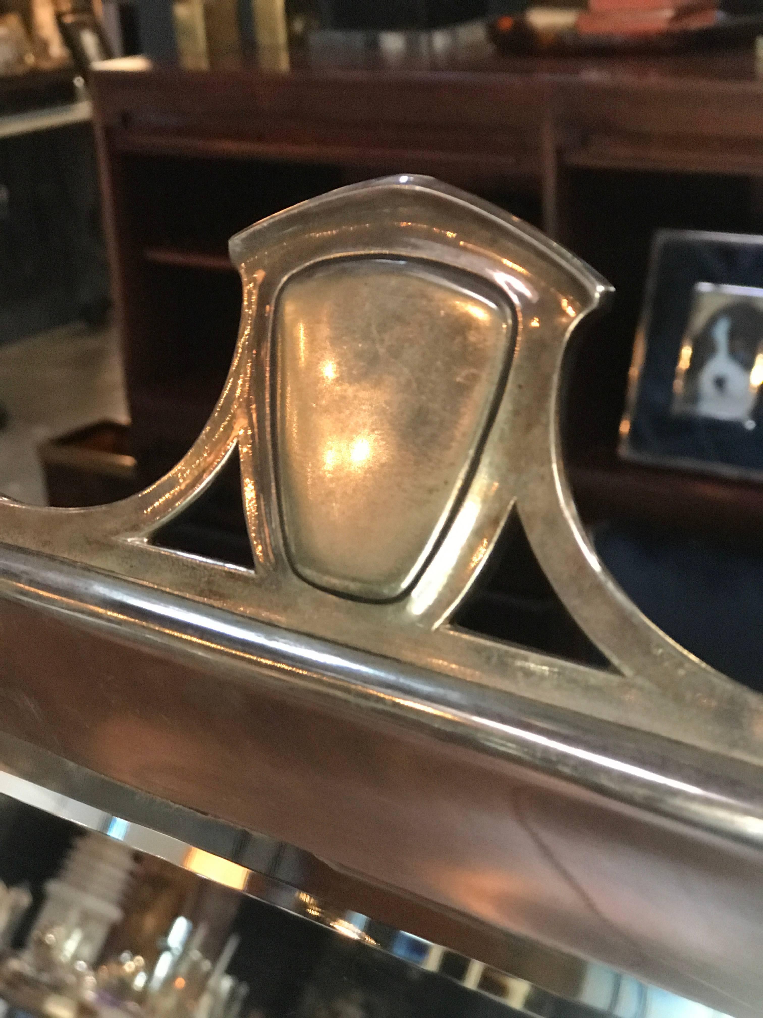 Table Mirror in Silver, Italy, 1940s with Walnut Back In Excellent Condition In Los Angeles, CA