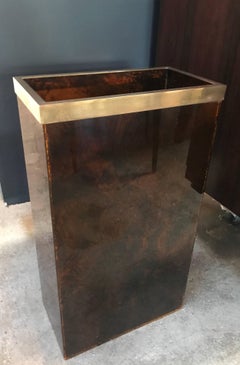 Italian Vintage Acrylic and Brass Trash Can or Waste Basket