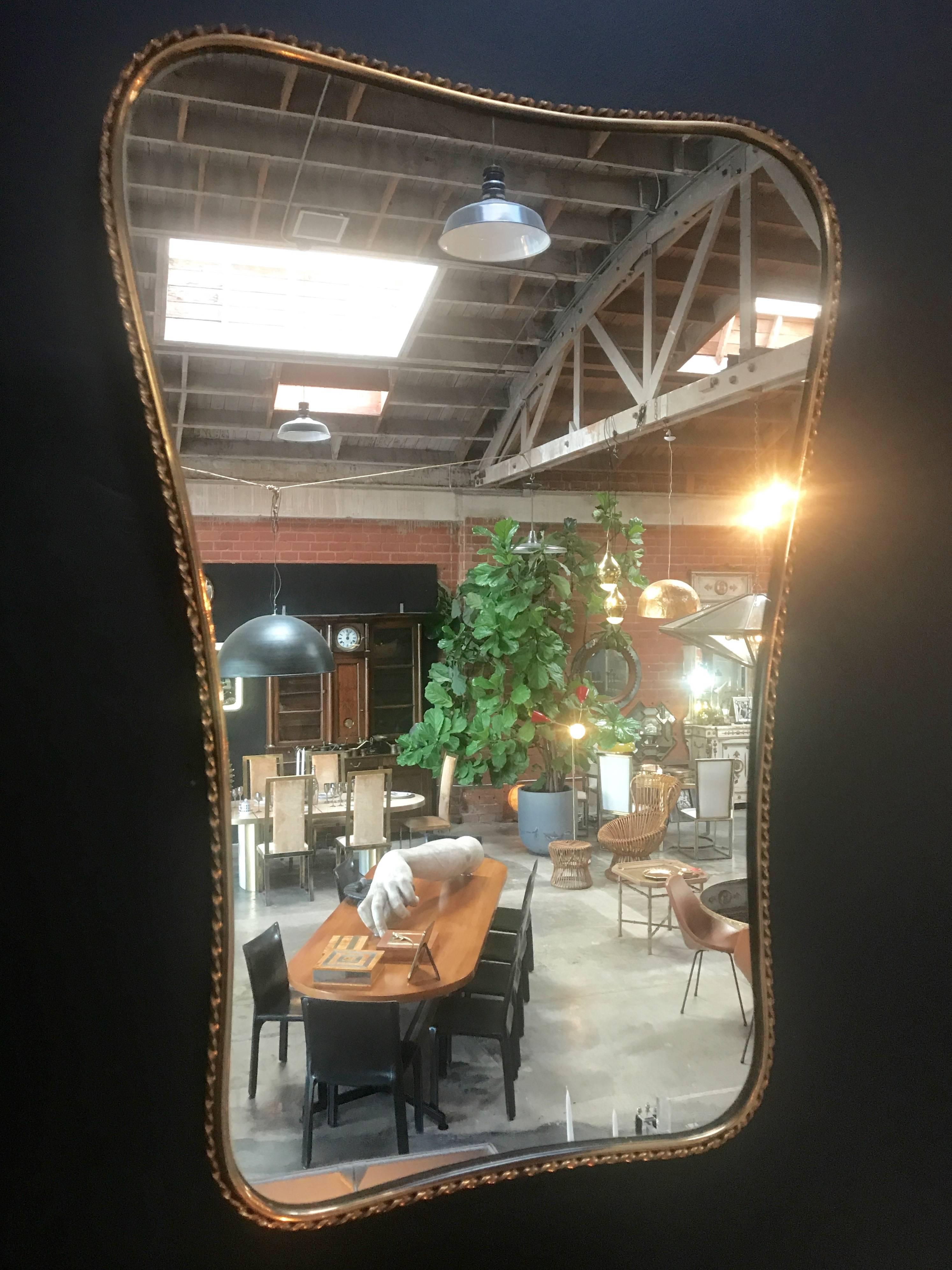 Brass Mirror, Italian 1960s In Excellent Condition In Los Angeles, CA