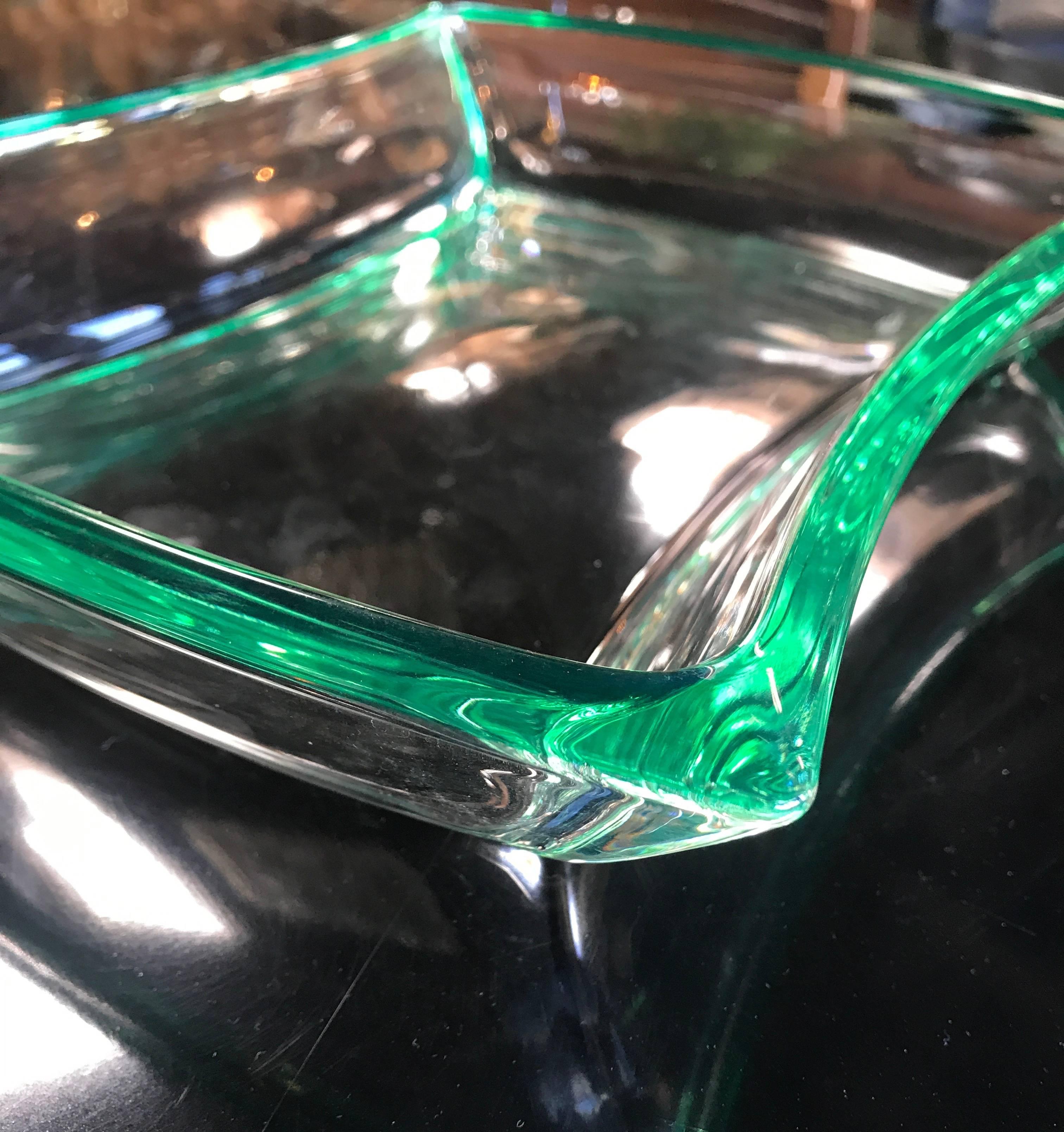 Italian Fontana Arte Aquamarine Glass Bowl