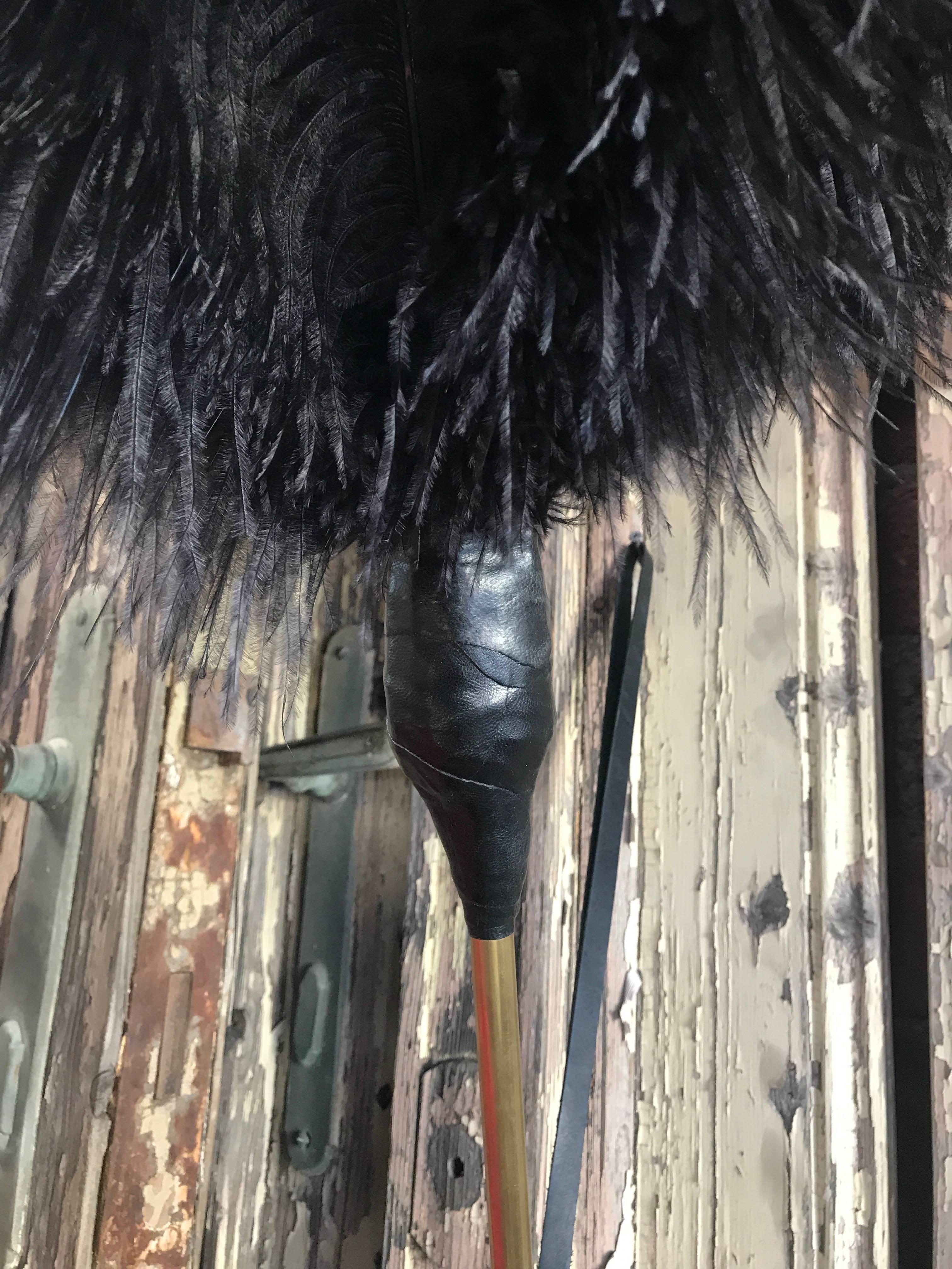 Duster with Ostrich Feathers and Leather, Handcrafted In Excellent Condition For Sale In Los Angeles, CA