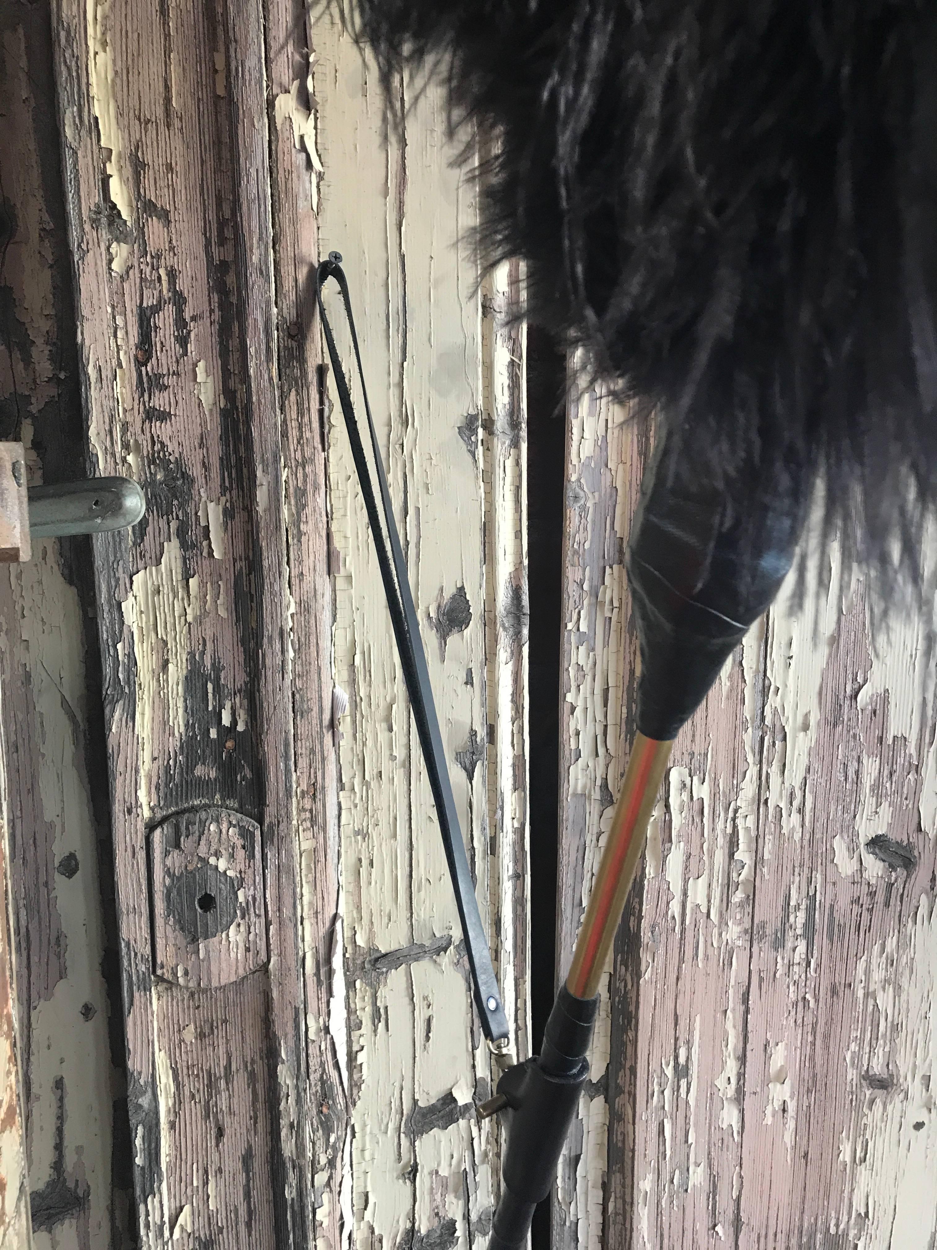 Metal Duster with Ostrich Feathers and Leather, Handcrafted For Sale