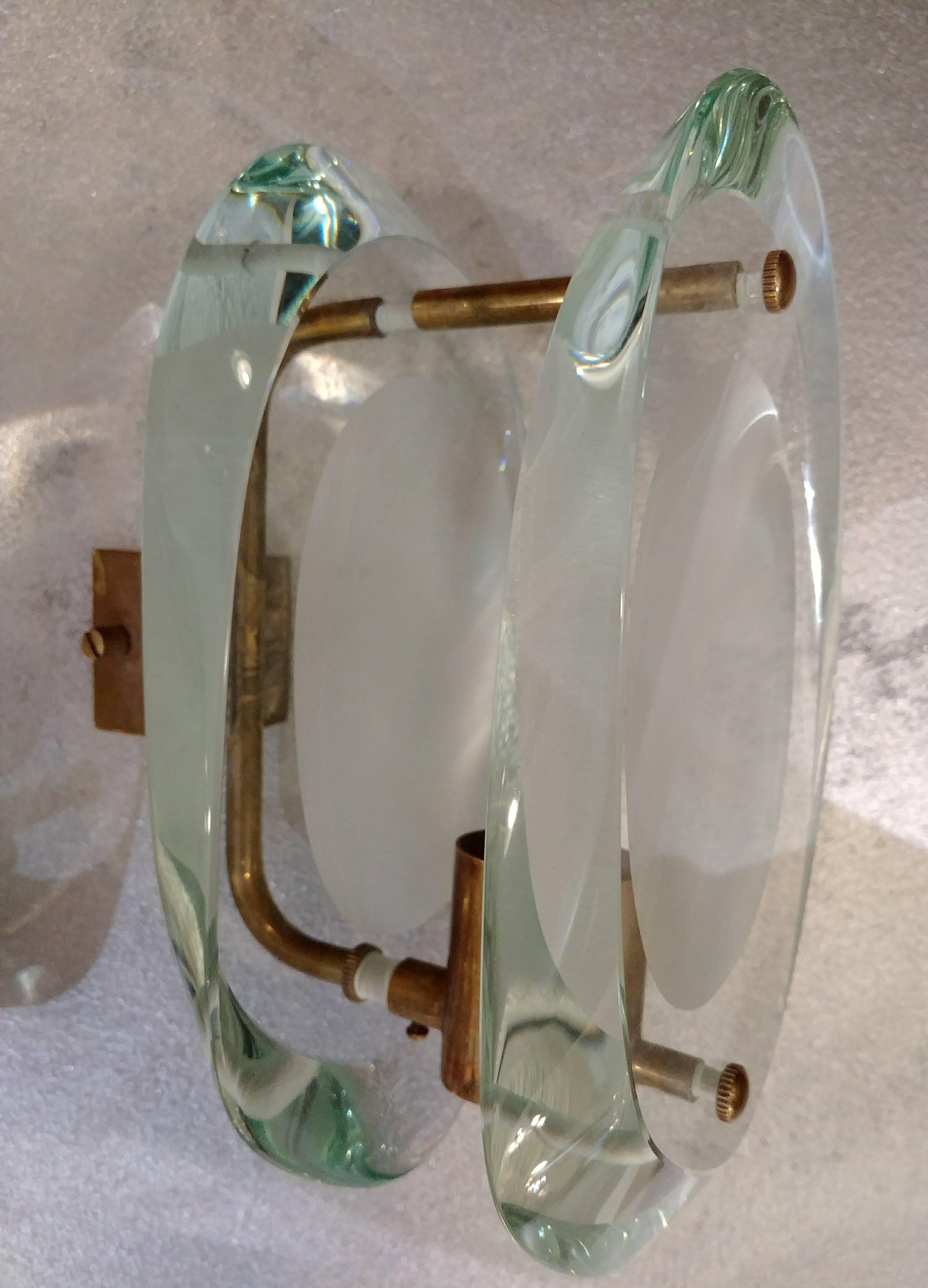 Sconces in the style of Fontana Arte, Italy, 1955 In Excellent Condition In Los Angeles, CA
