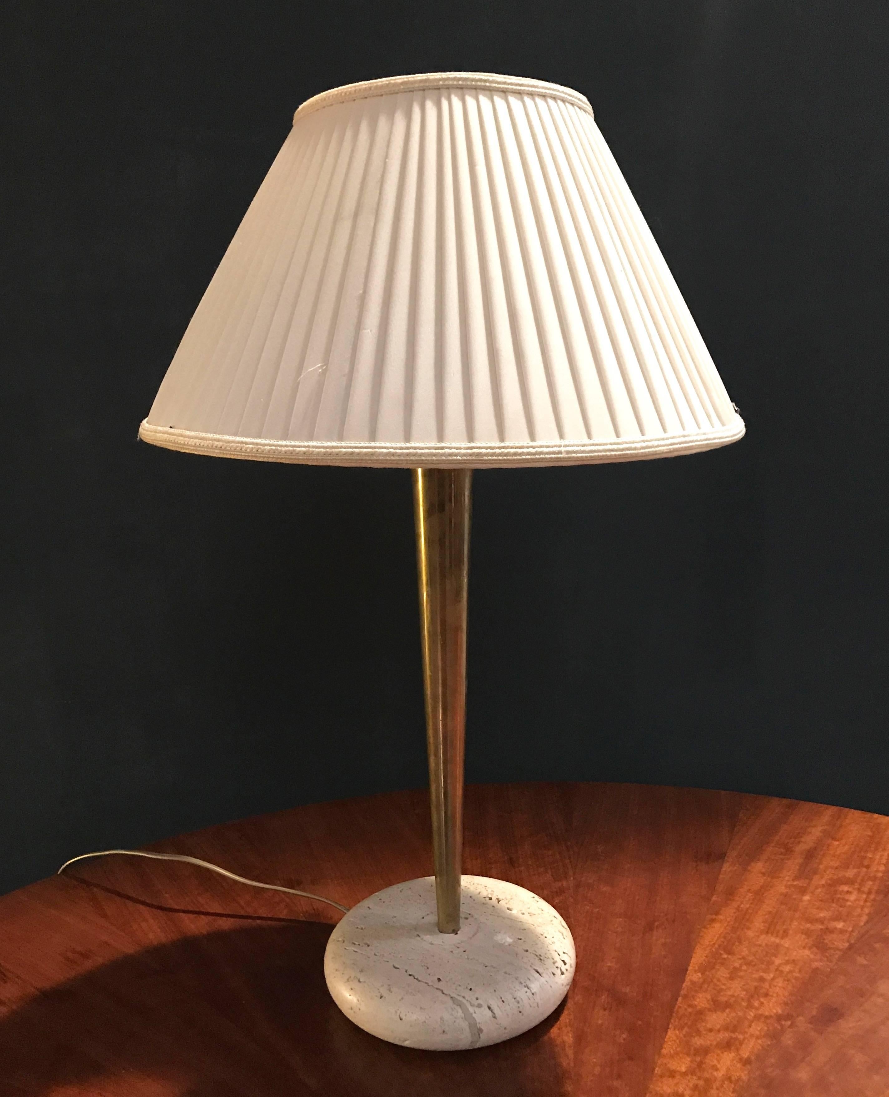 Table lamp in brass with stone base