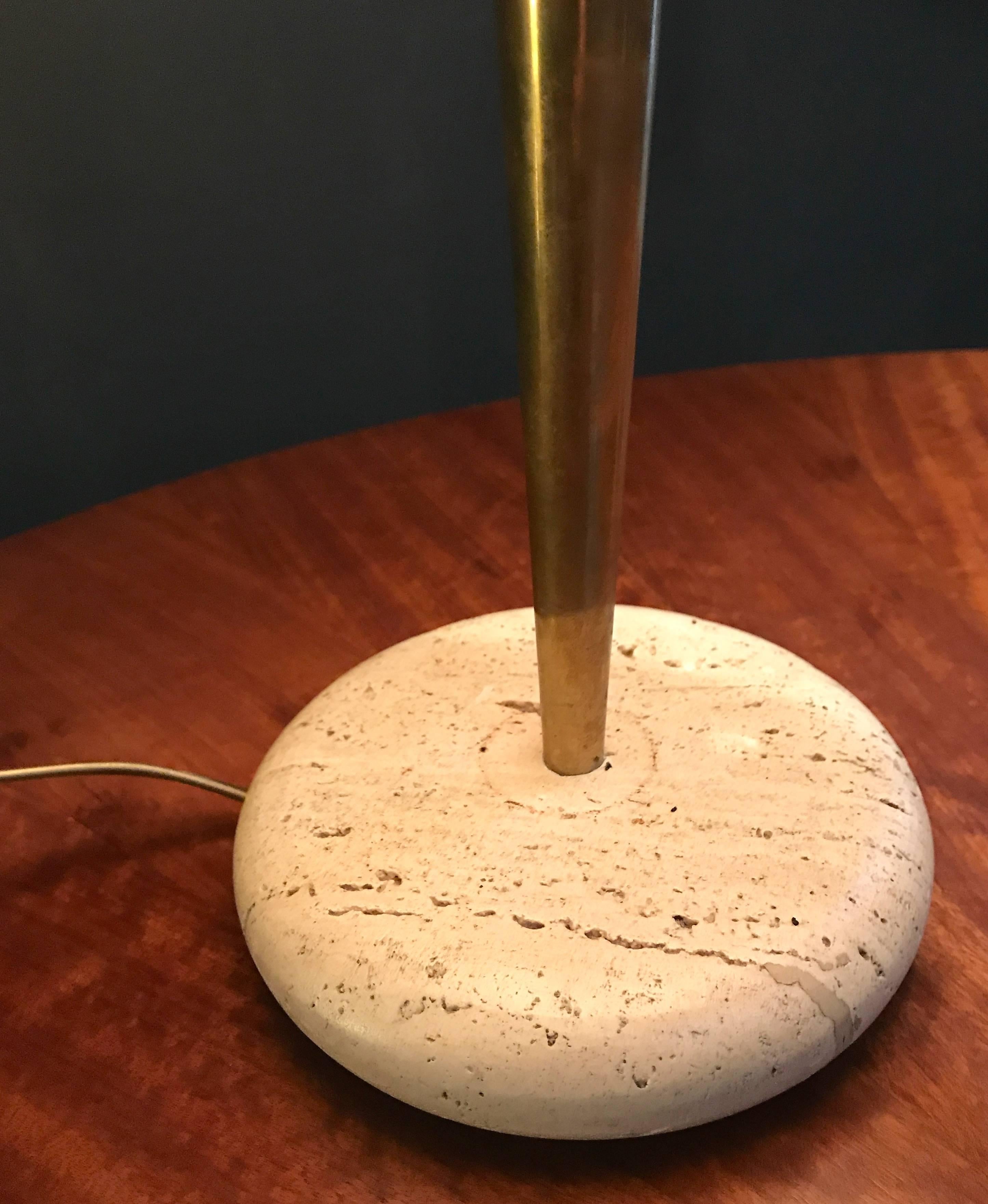 Table Lamp in Brass with Stone Base In Excellent Condition In Los Angeles, CA