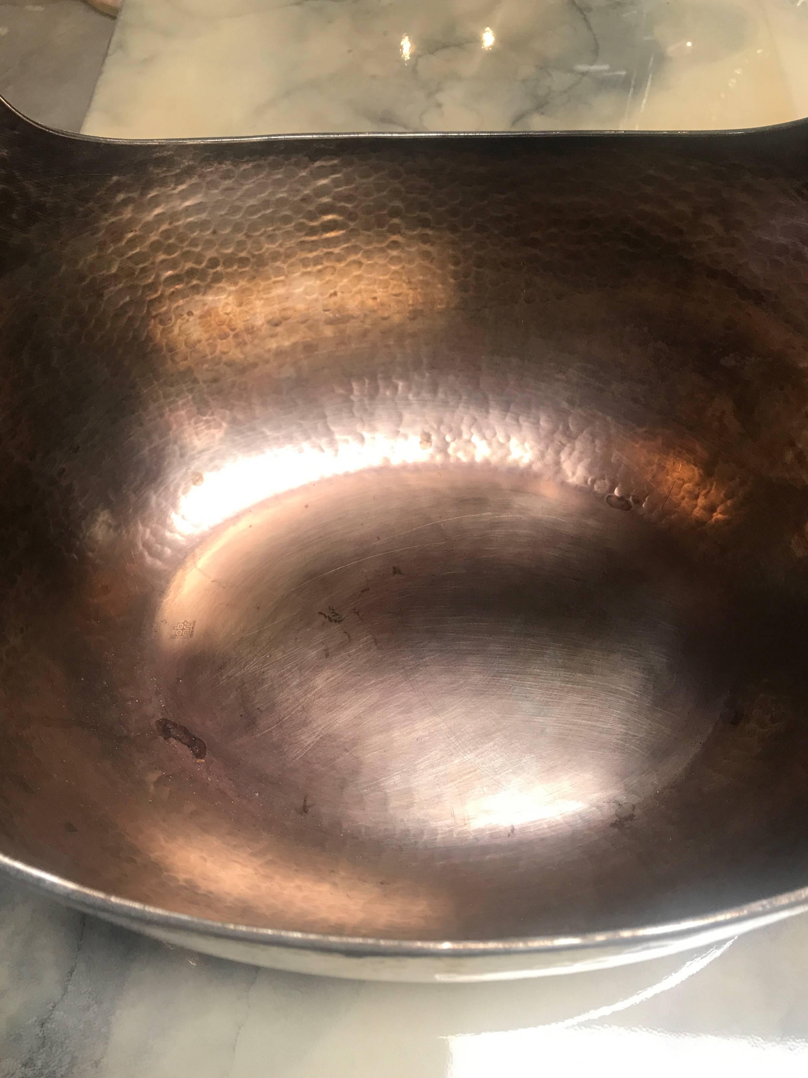 Italian Large Silver Plated Hammered Basket by Job Art