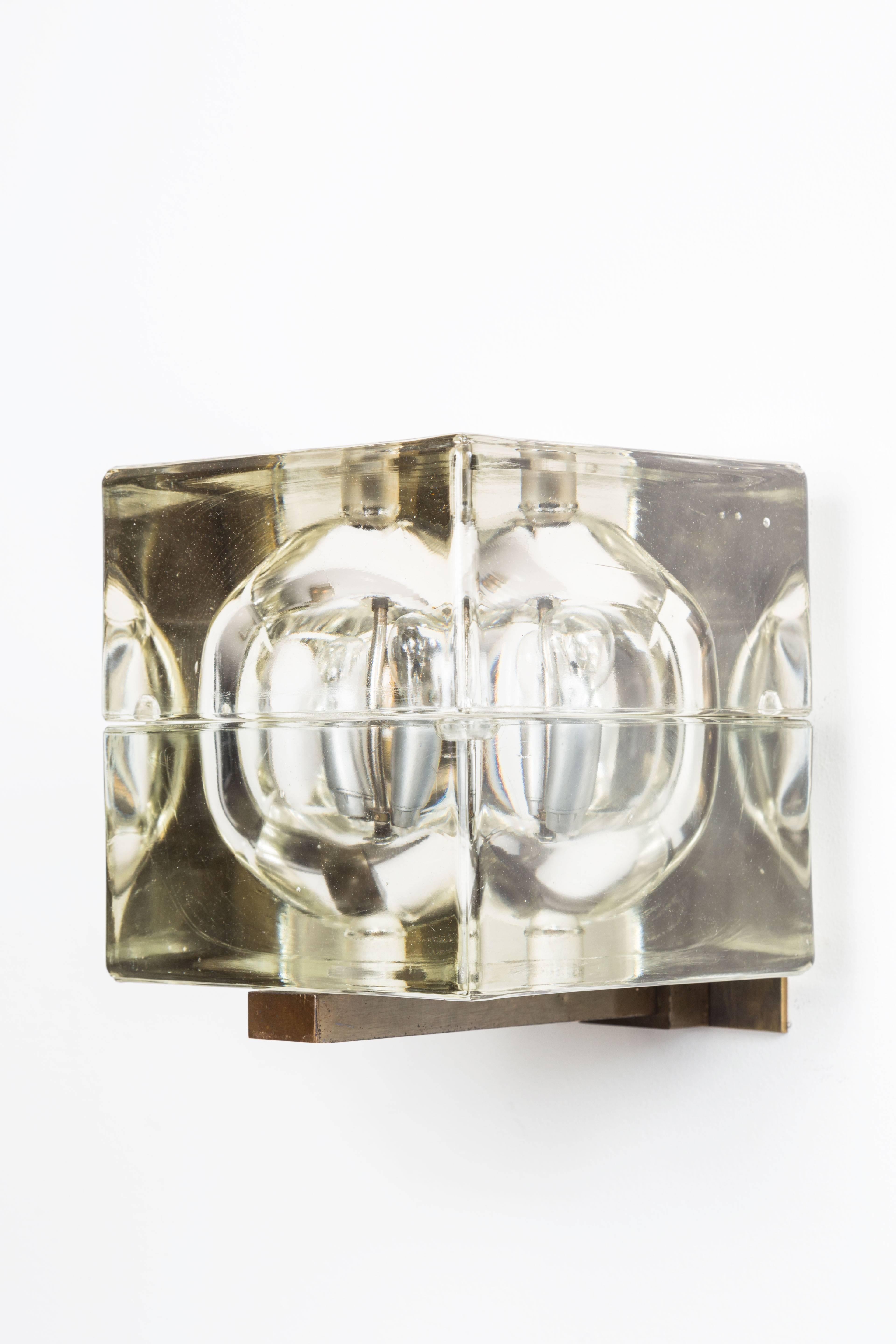 Mid-Century Modern Pair of Glass 'Cubosfera' Sconces by Alessandro Mendini
