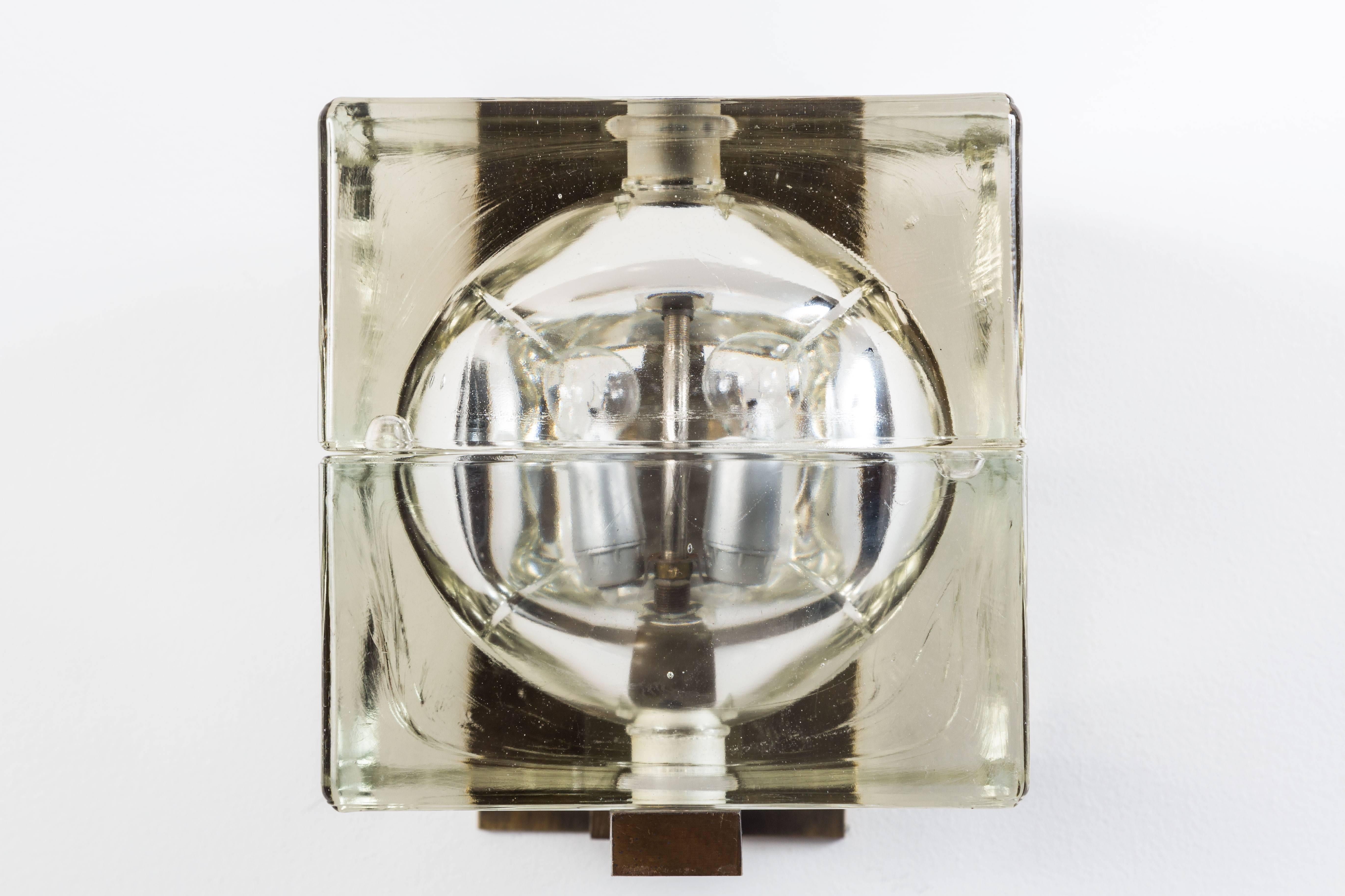 Molded Pair of Glass 'Cubosfera' Sconces by Alessandro Mendini