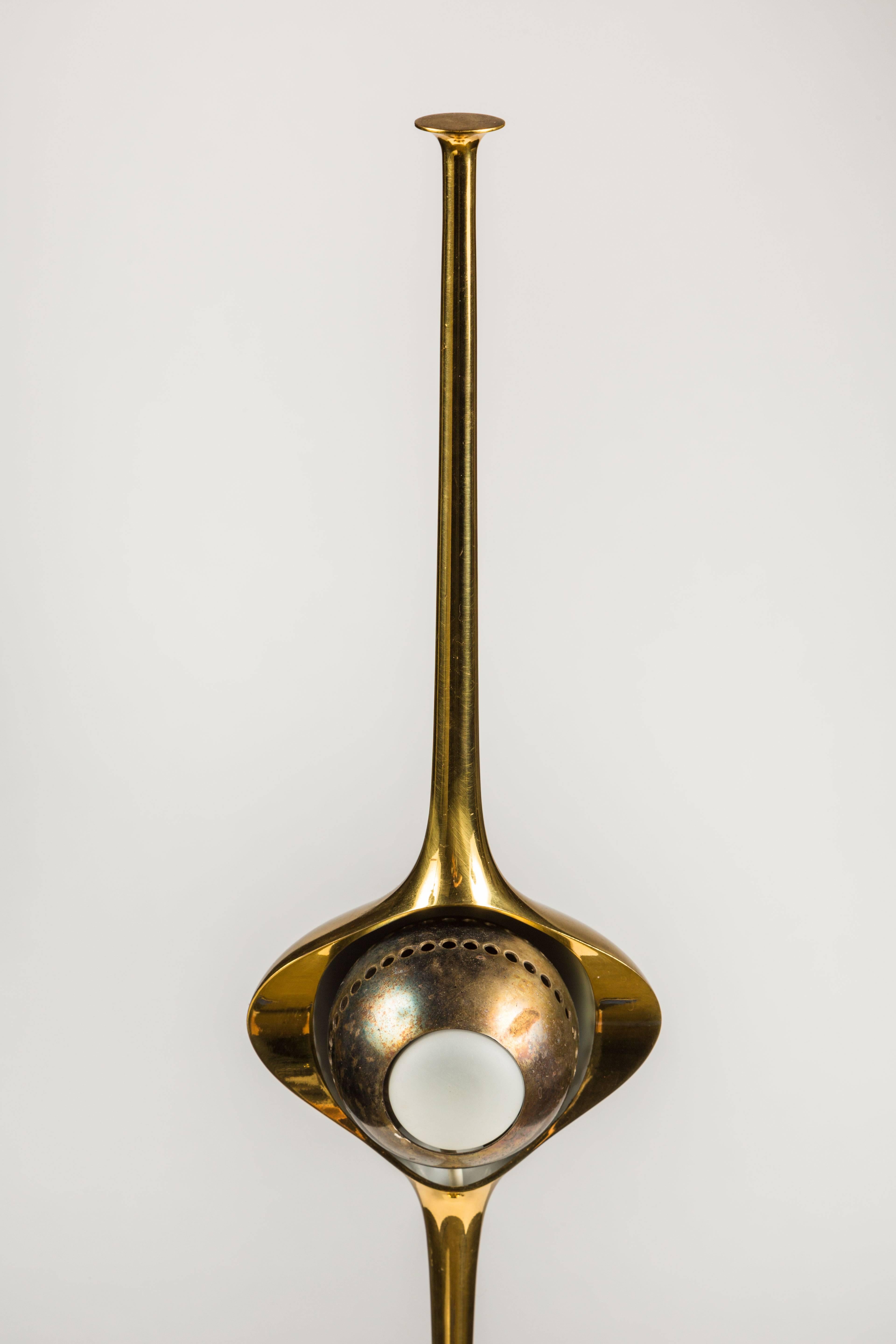 Brass Cobra Lamp by Angelo Lelli for Arredoluce 1