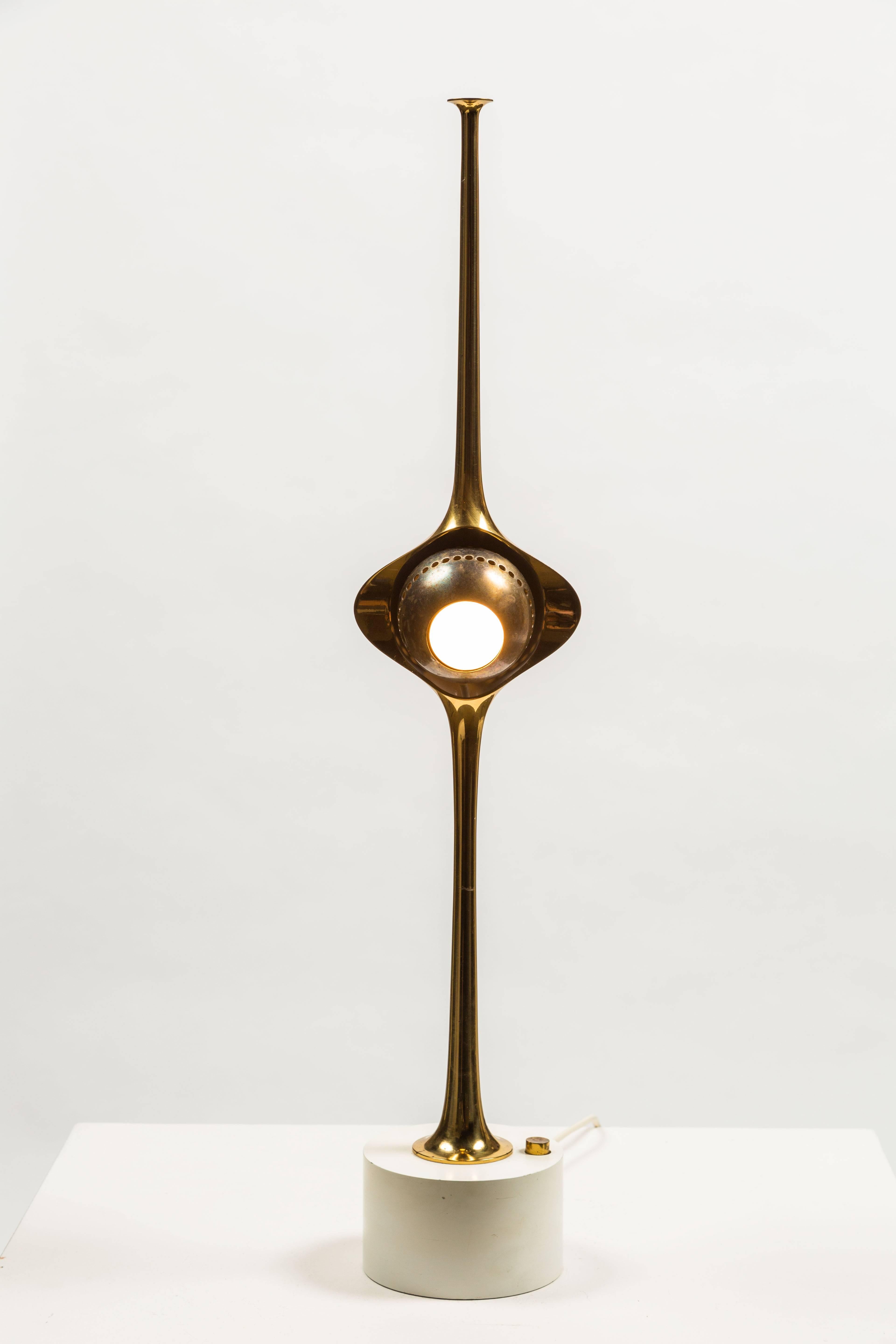 Enameled Brass Cobra Lamp by Angelo Lelli for Arredoluce