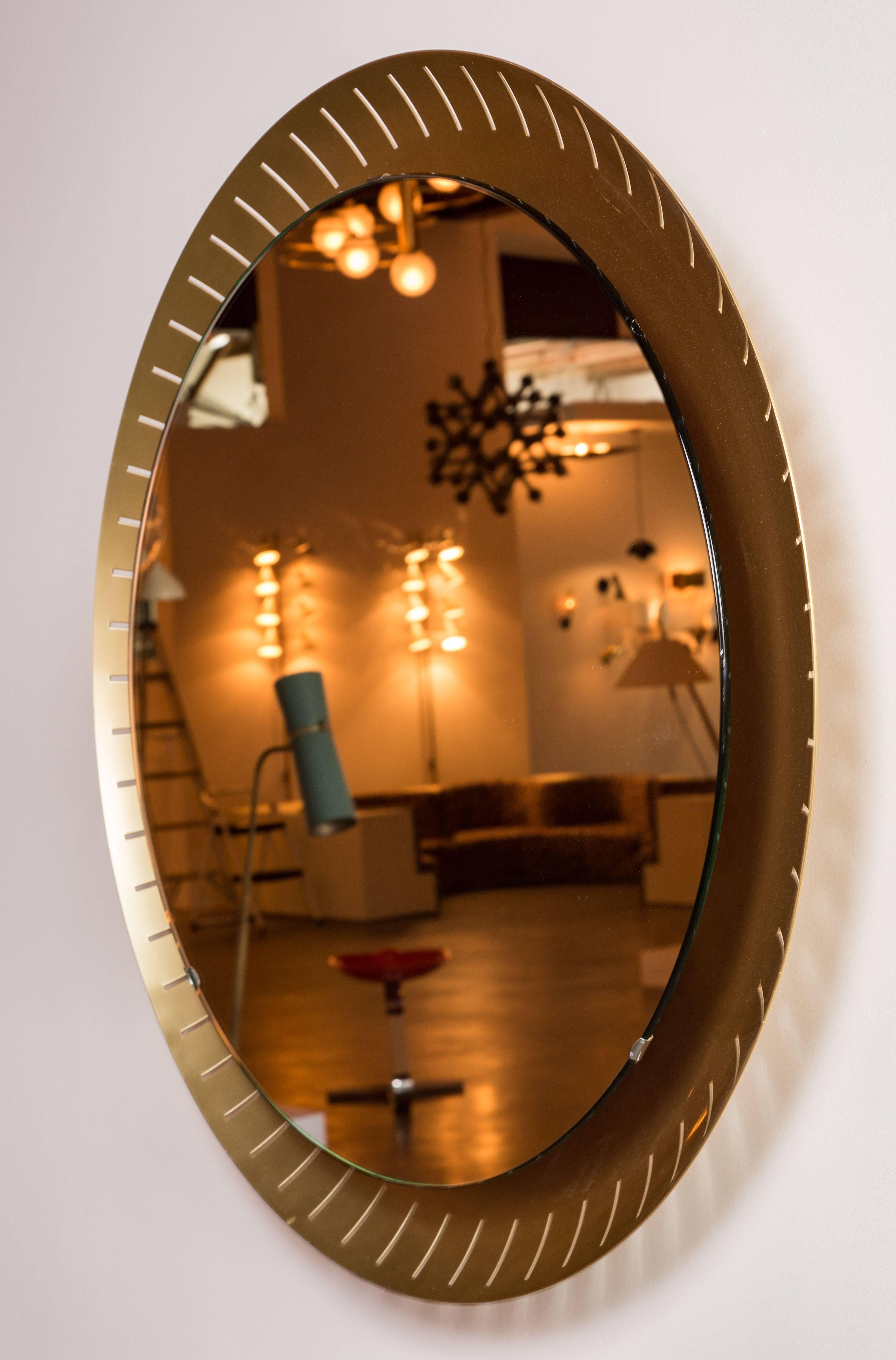 Anodized Large Italian Illuminated Mirror
