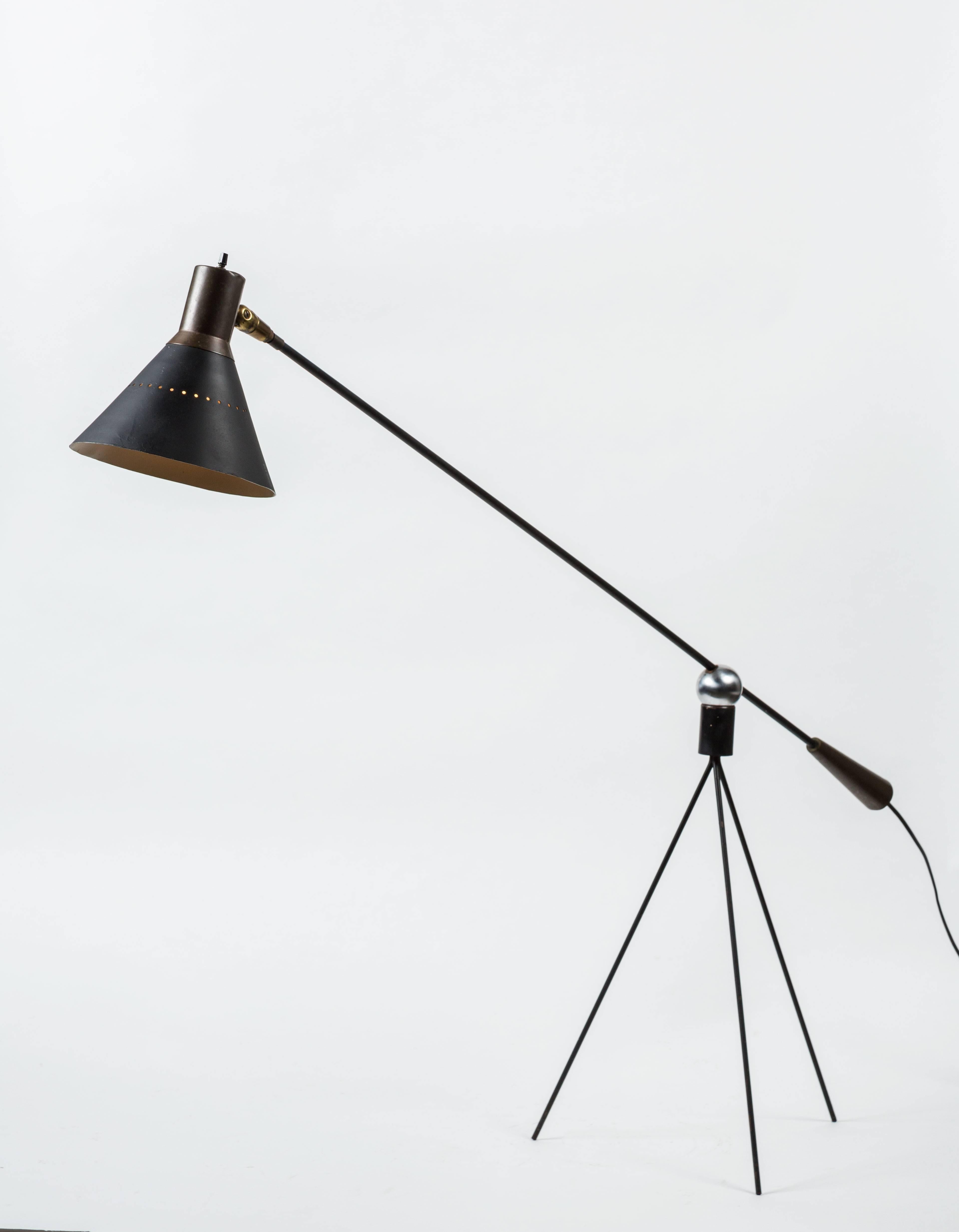 Metal Rare Floor Lamp by Gilbert Watrous for Heifetz