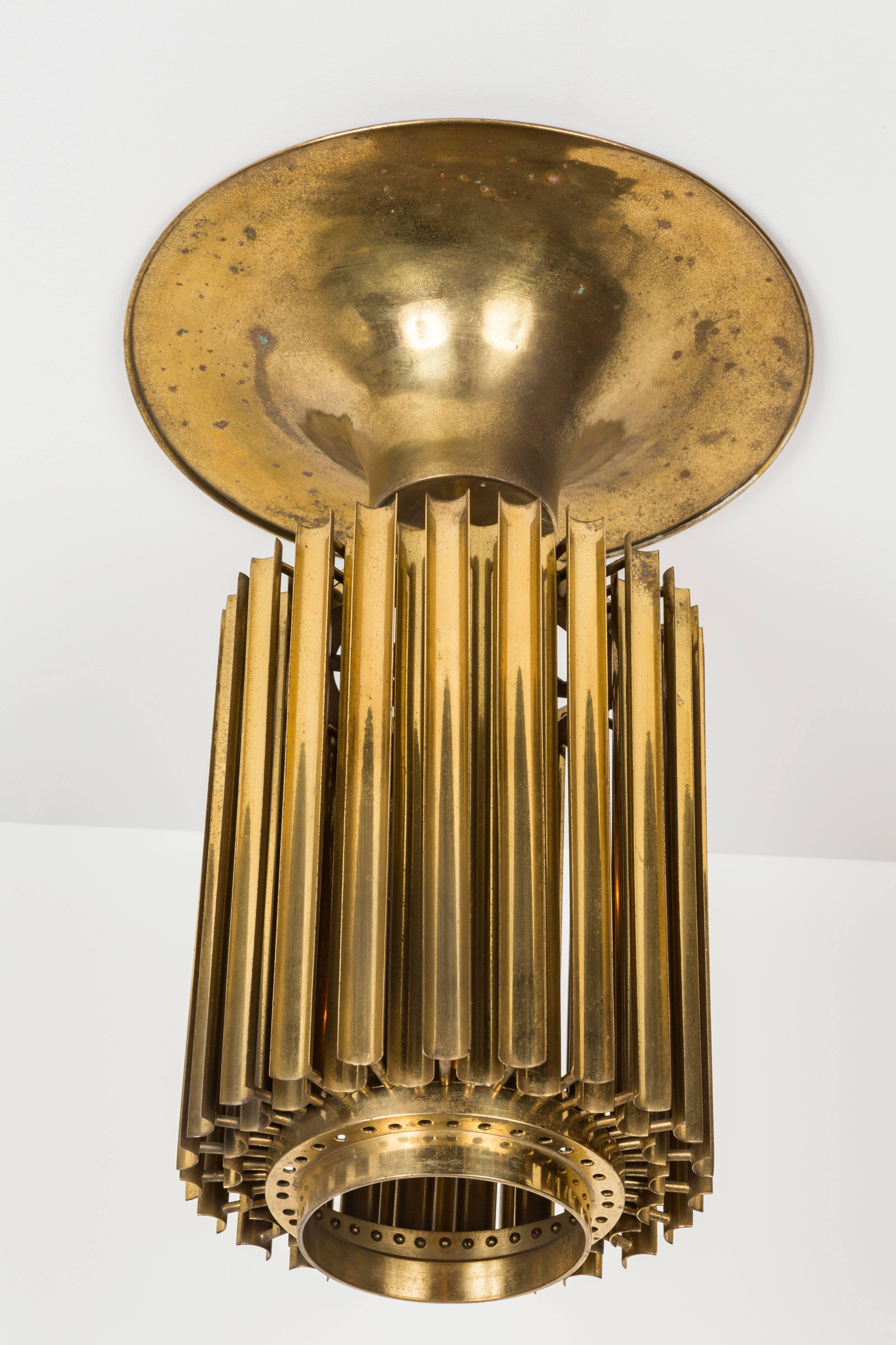 Mid-20th Century Rare Solid Brass Pendant by Giusseppe Raimondi