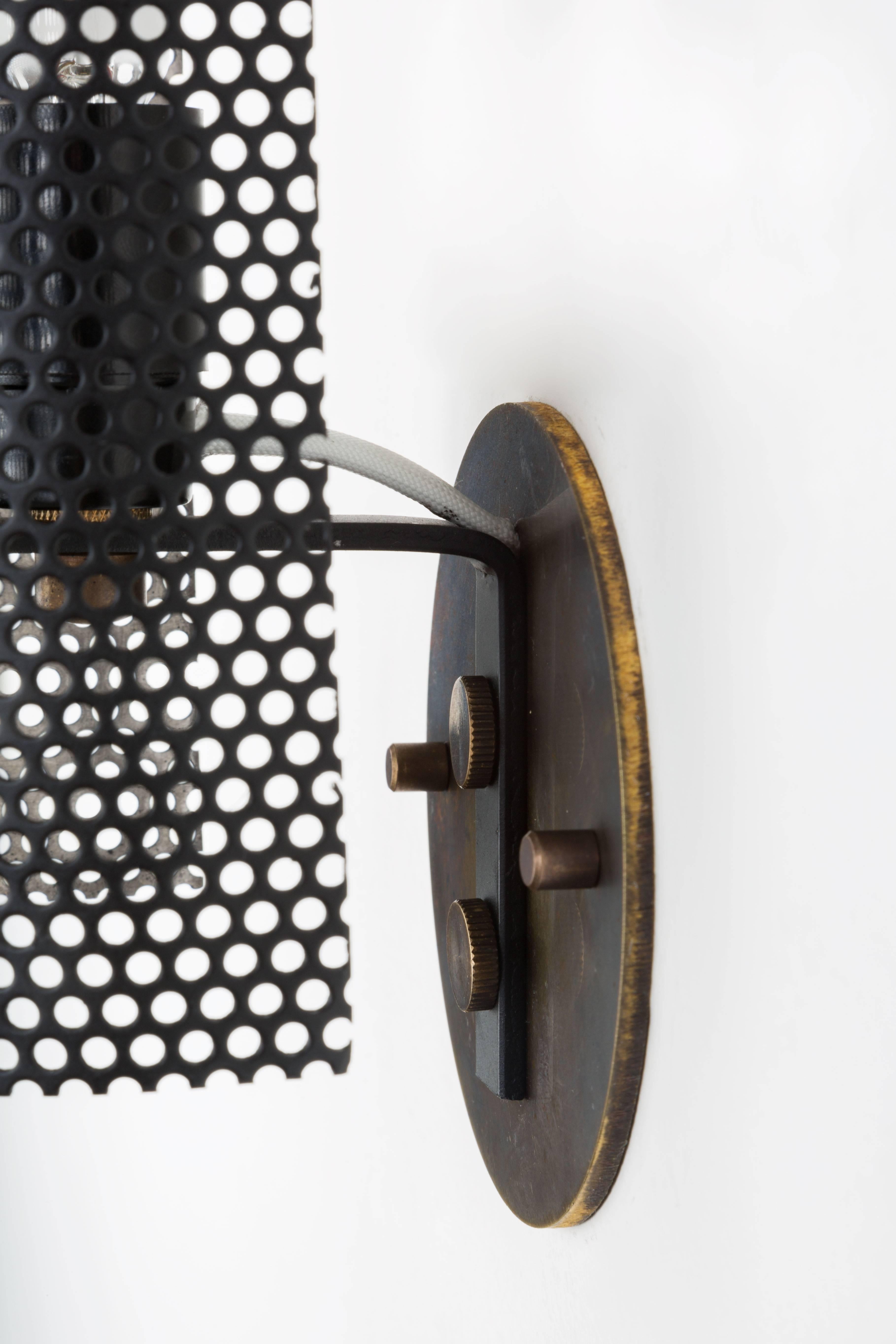 American Rewire Custom Perforated Sconce For Sale