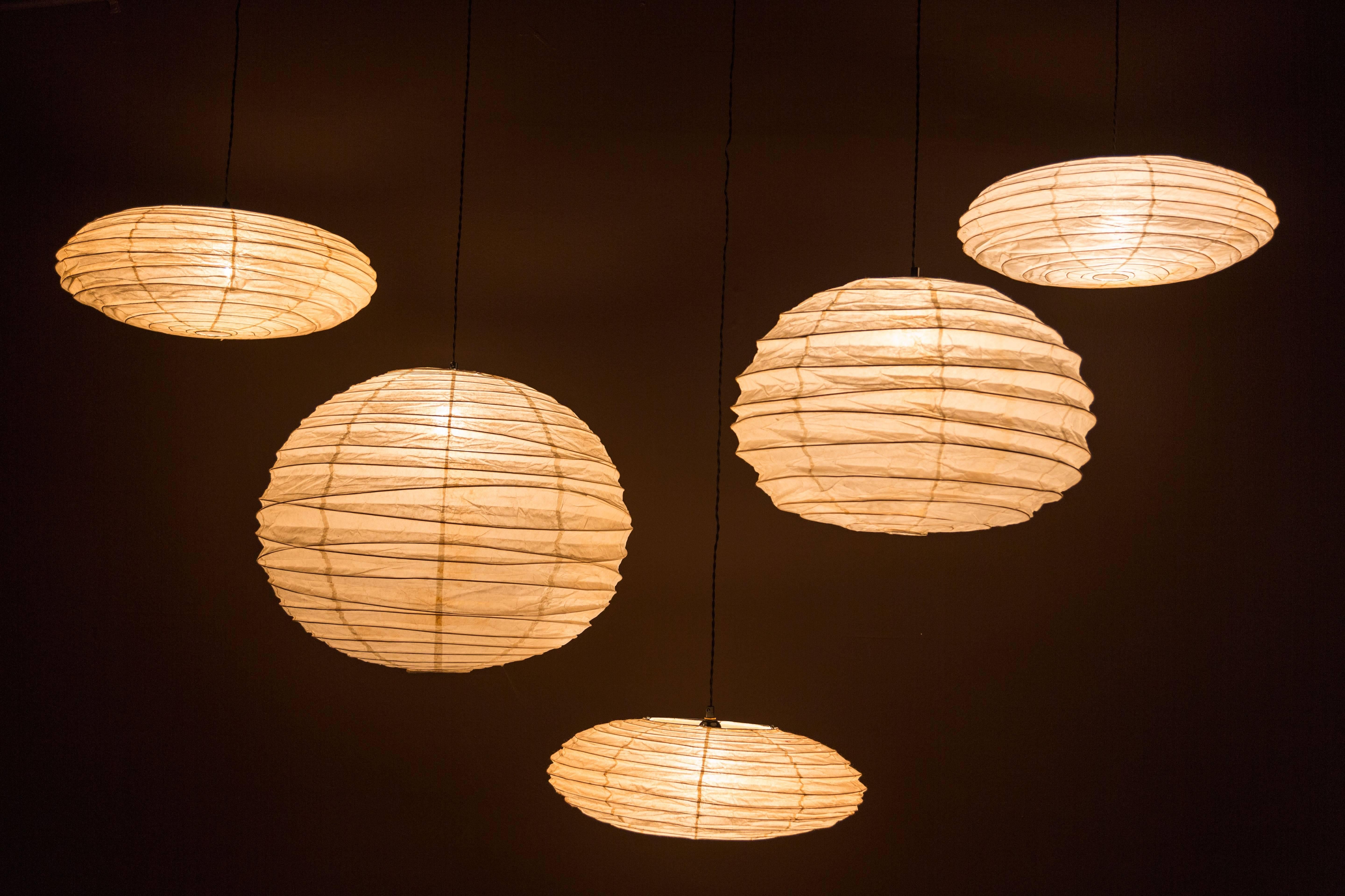 Japanese Collection of Five Light Sculptures by Isamu Noguchi for Akari