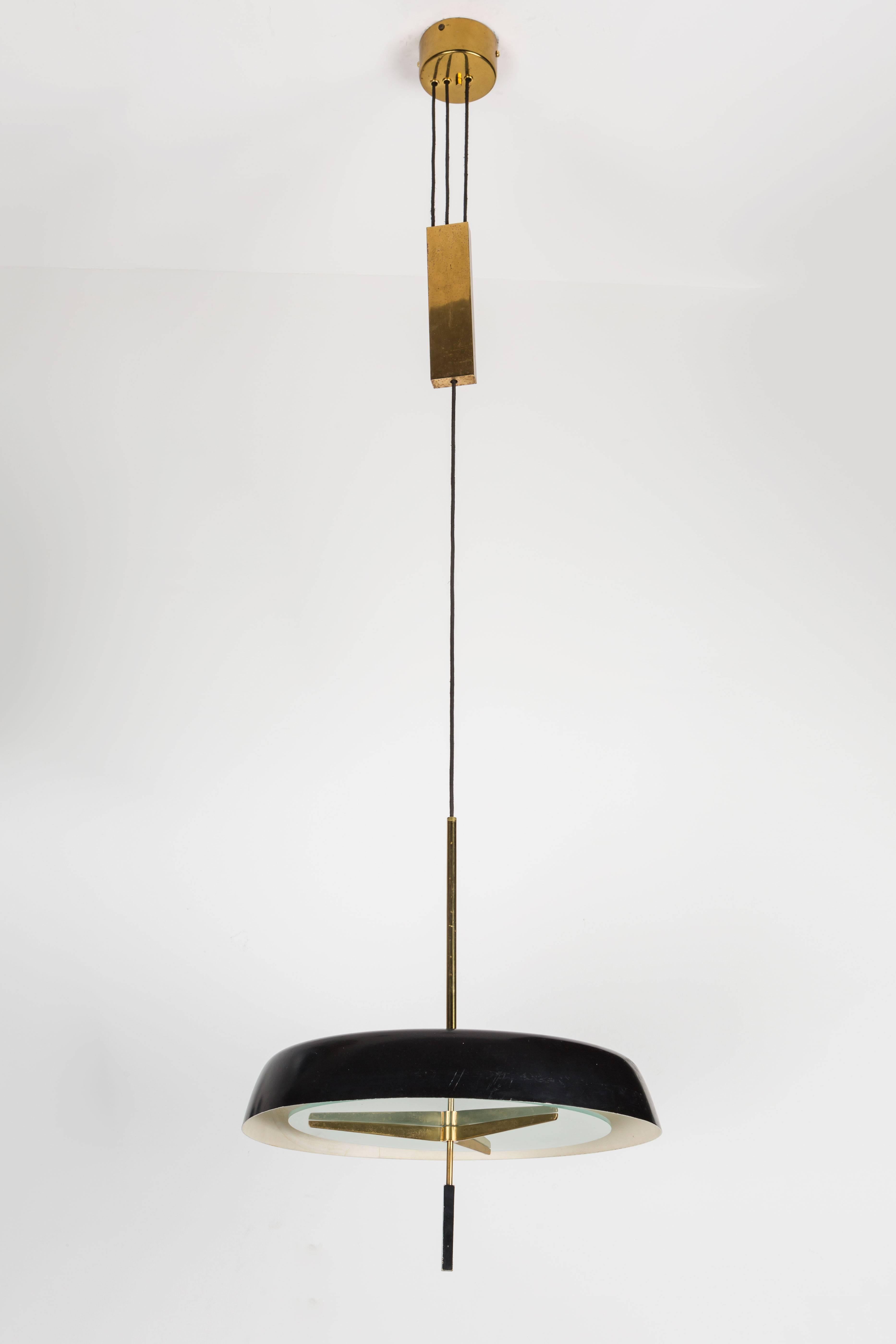 Italian Pendant Light with Brass Pulley by Stilnovo