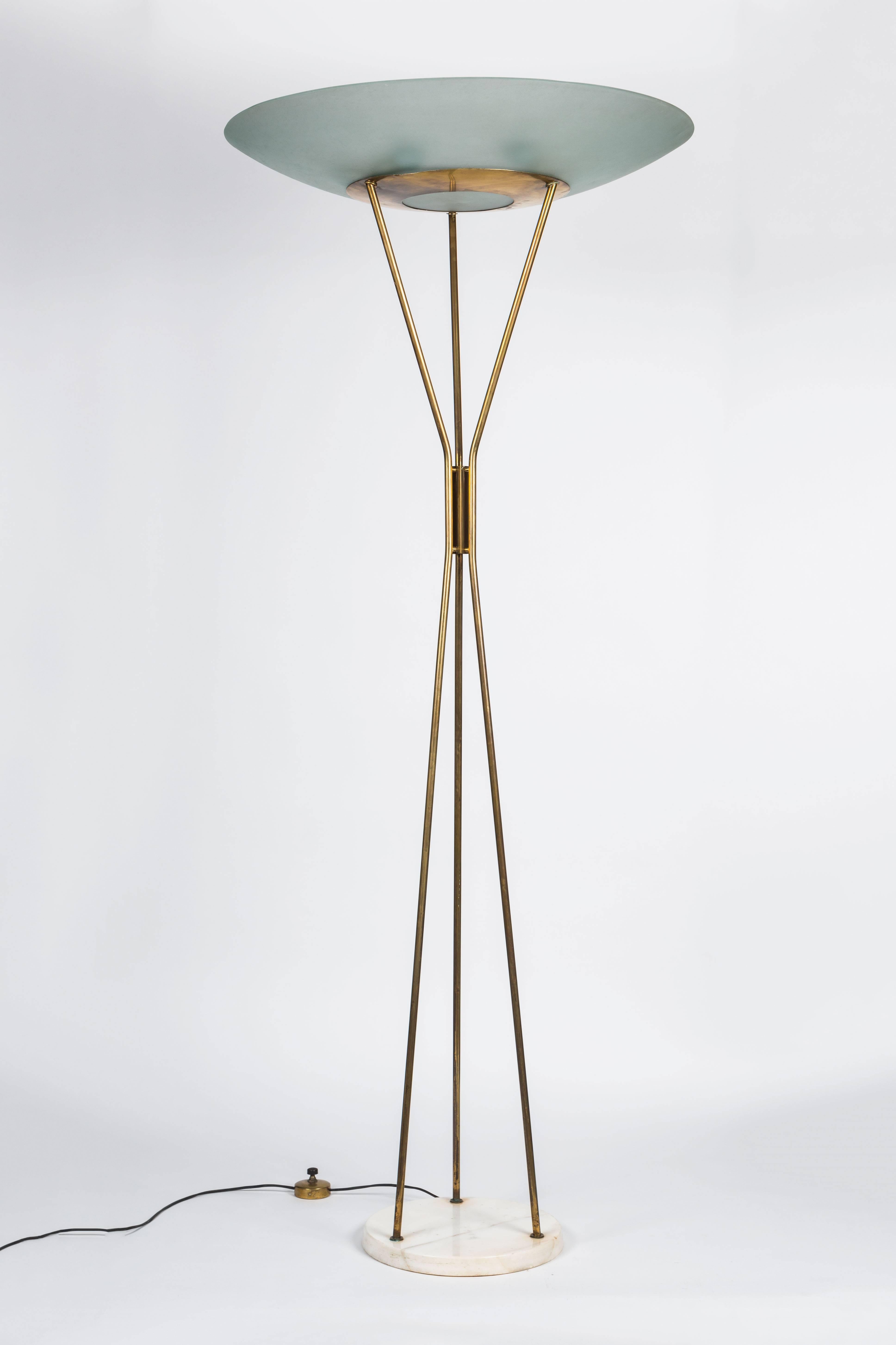 Brass Rare Stilnovo Floor Lamp Model 4013 by Gaetano Sciolari