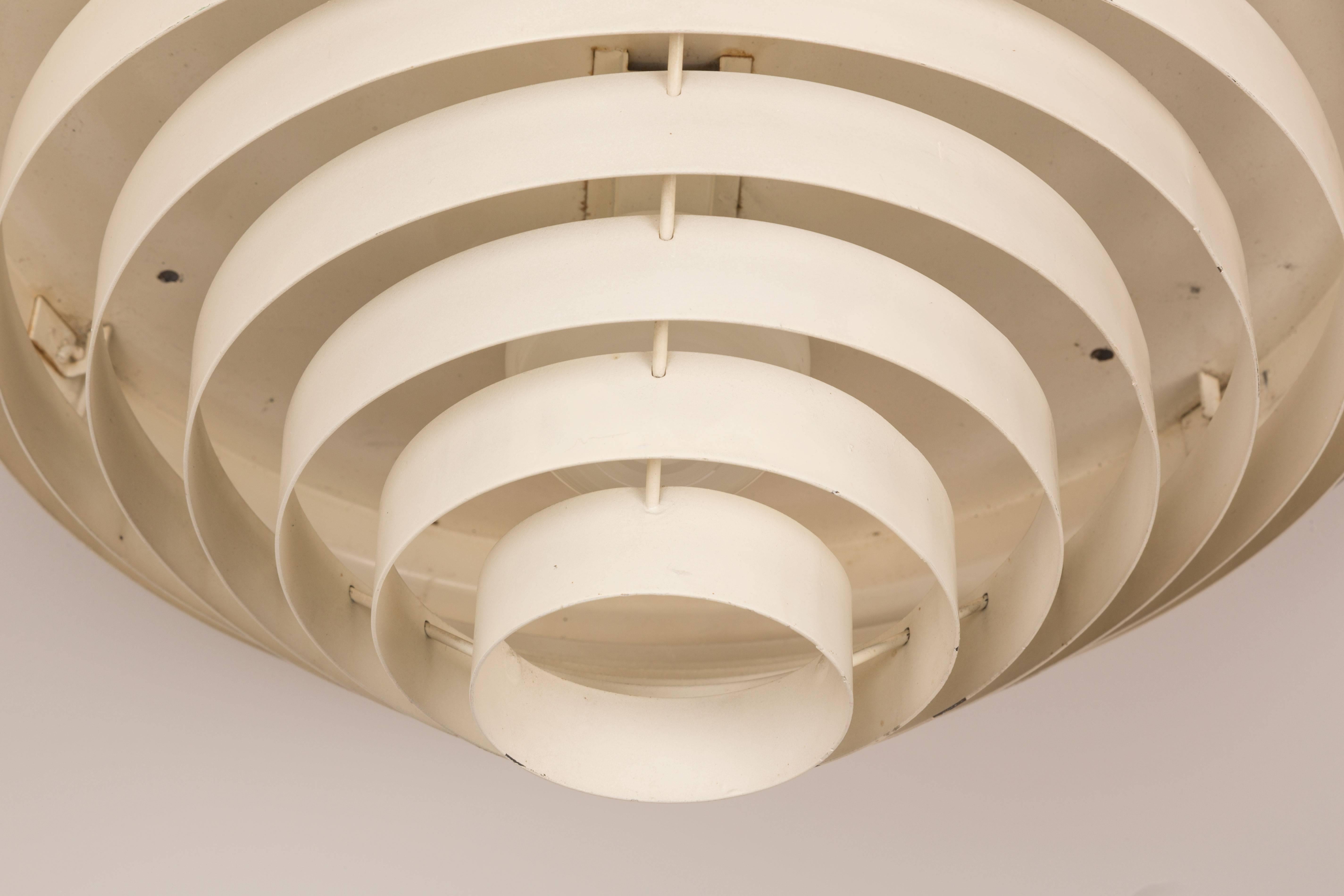 Mid-20th Century Two Louvered Flush Mount Ceiling Lights