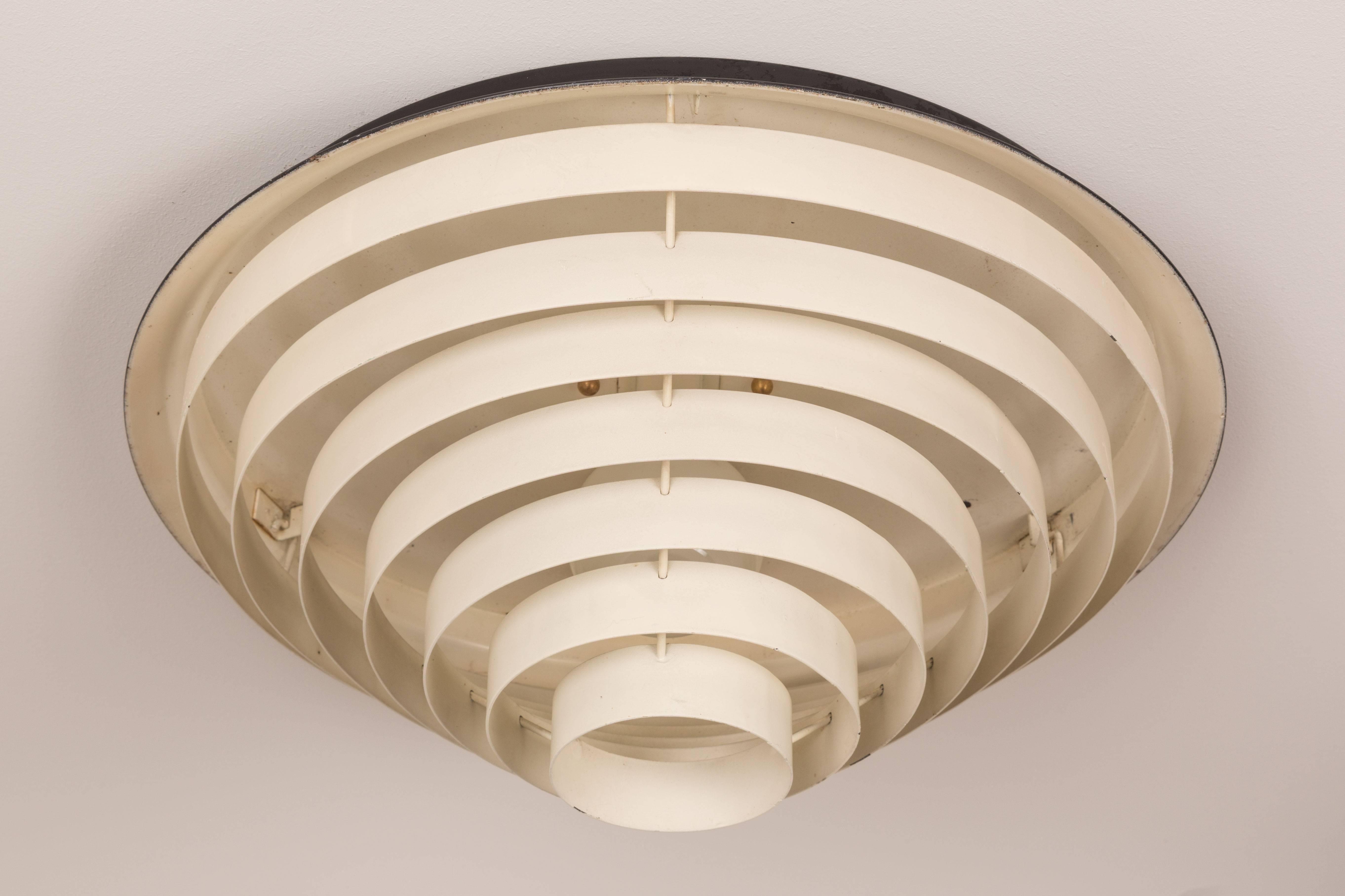 Two Louvered Flush Mount Ceiling Lights In Excellent Condition In Los Angeles, CA