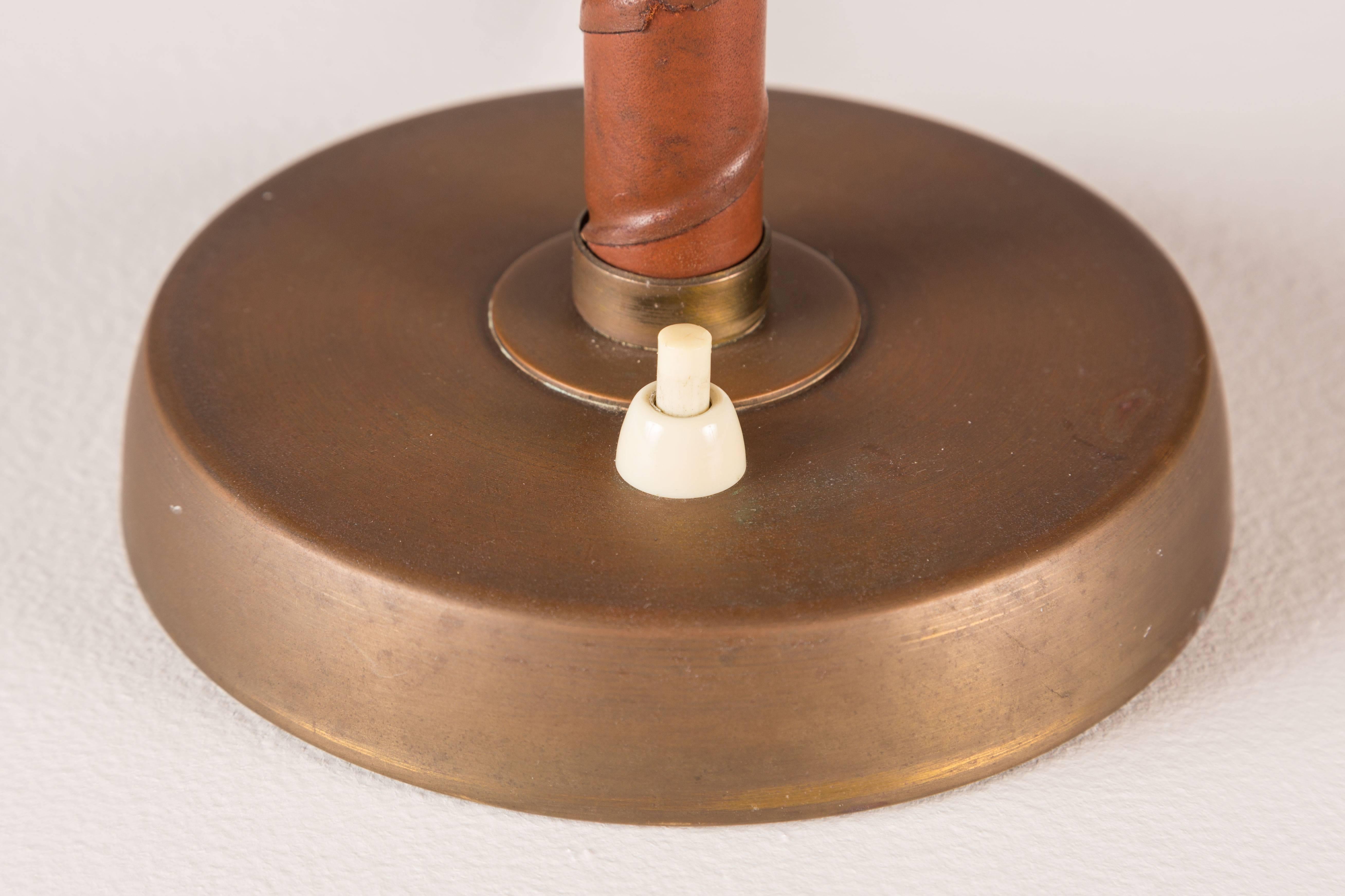 Rare Einar Bäckström Brass and Leather Table Lamp 1