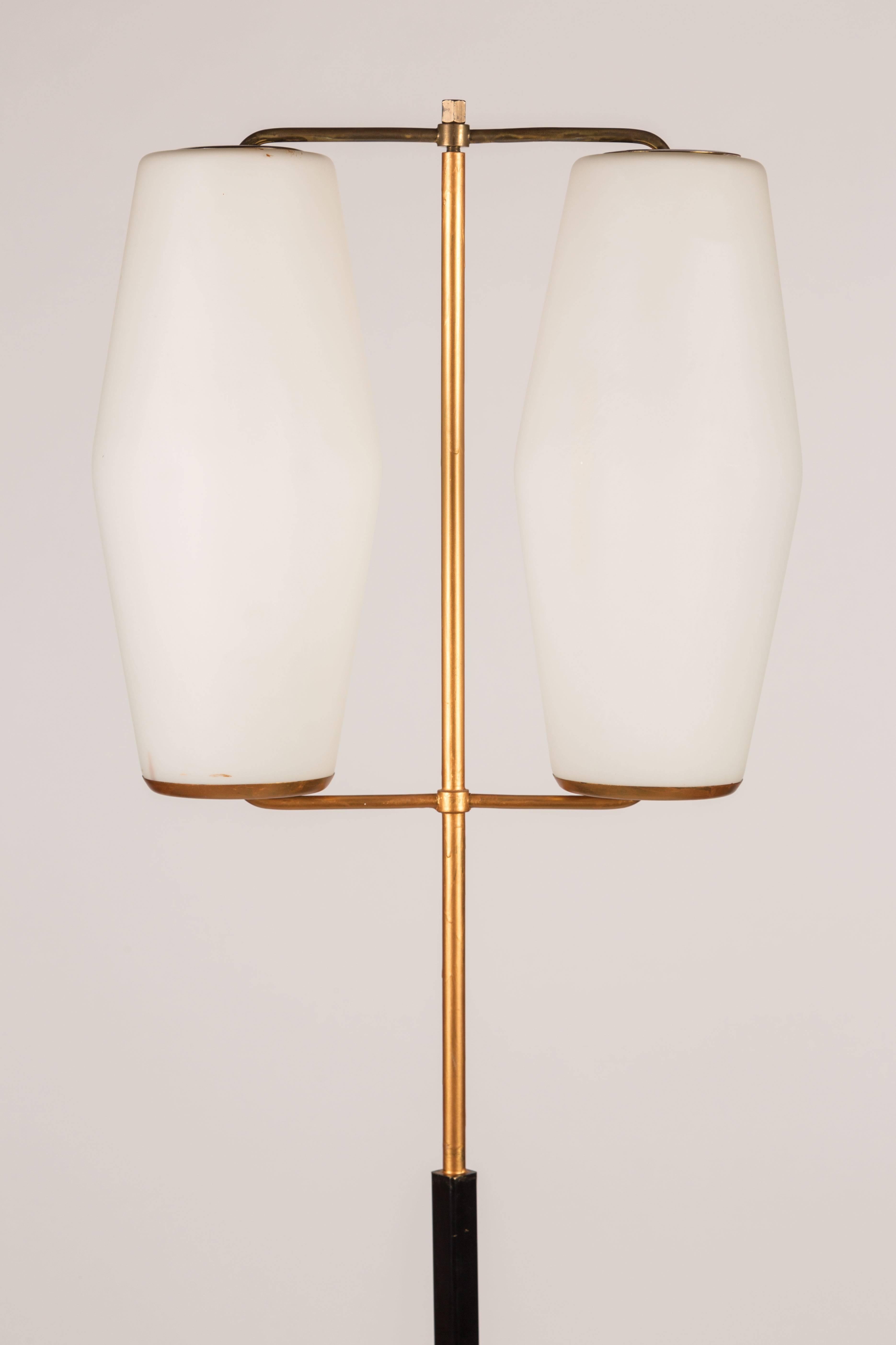 Large Double Shade Floor Lamp by Stilnovo In Excellent Condition In Los Angeles, CA