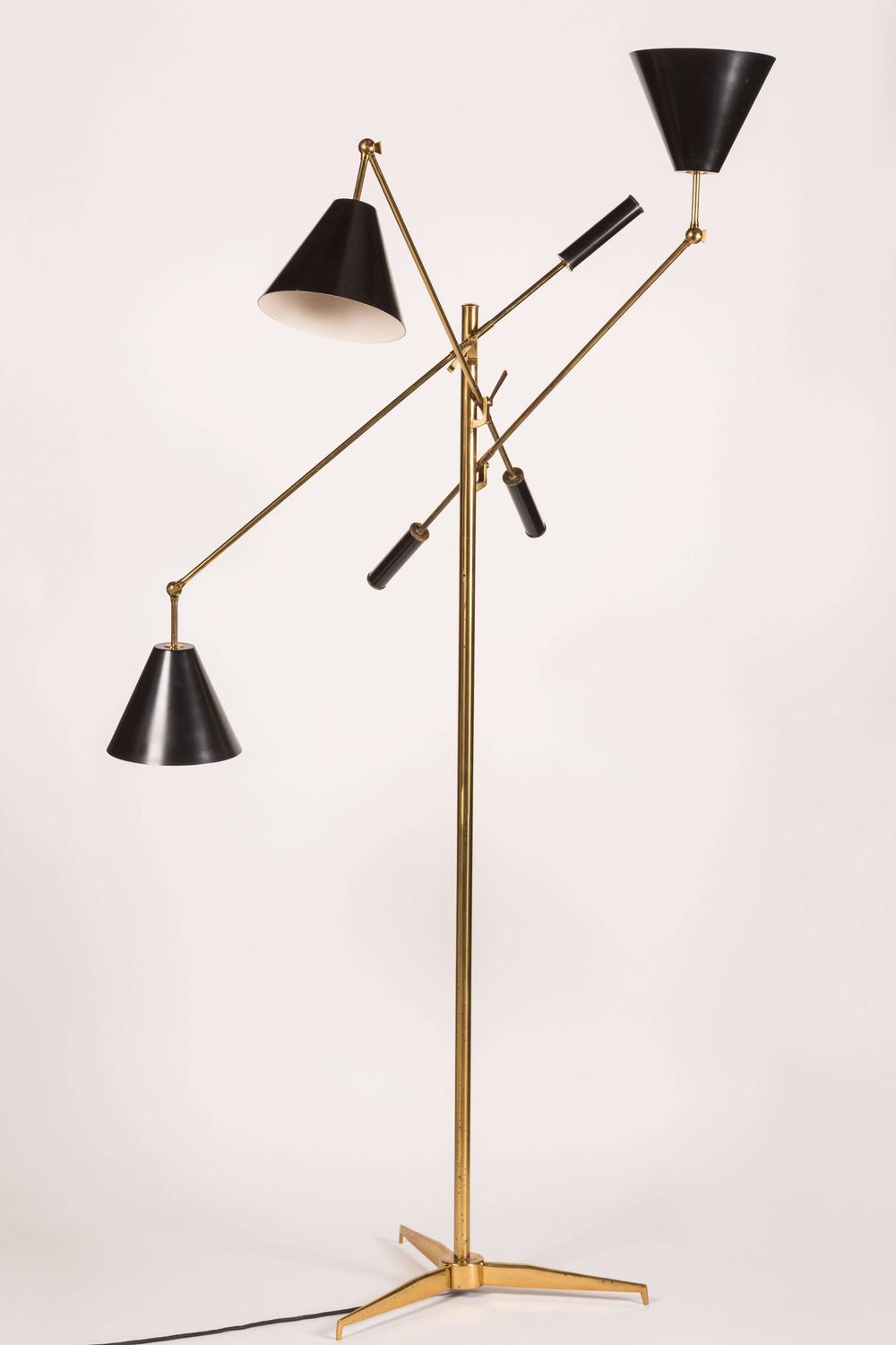 Rare Brass Triennale Floor Lamp By Angelo Lelli For Arredoluce