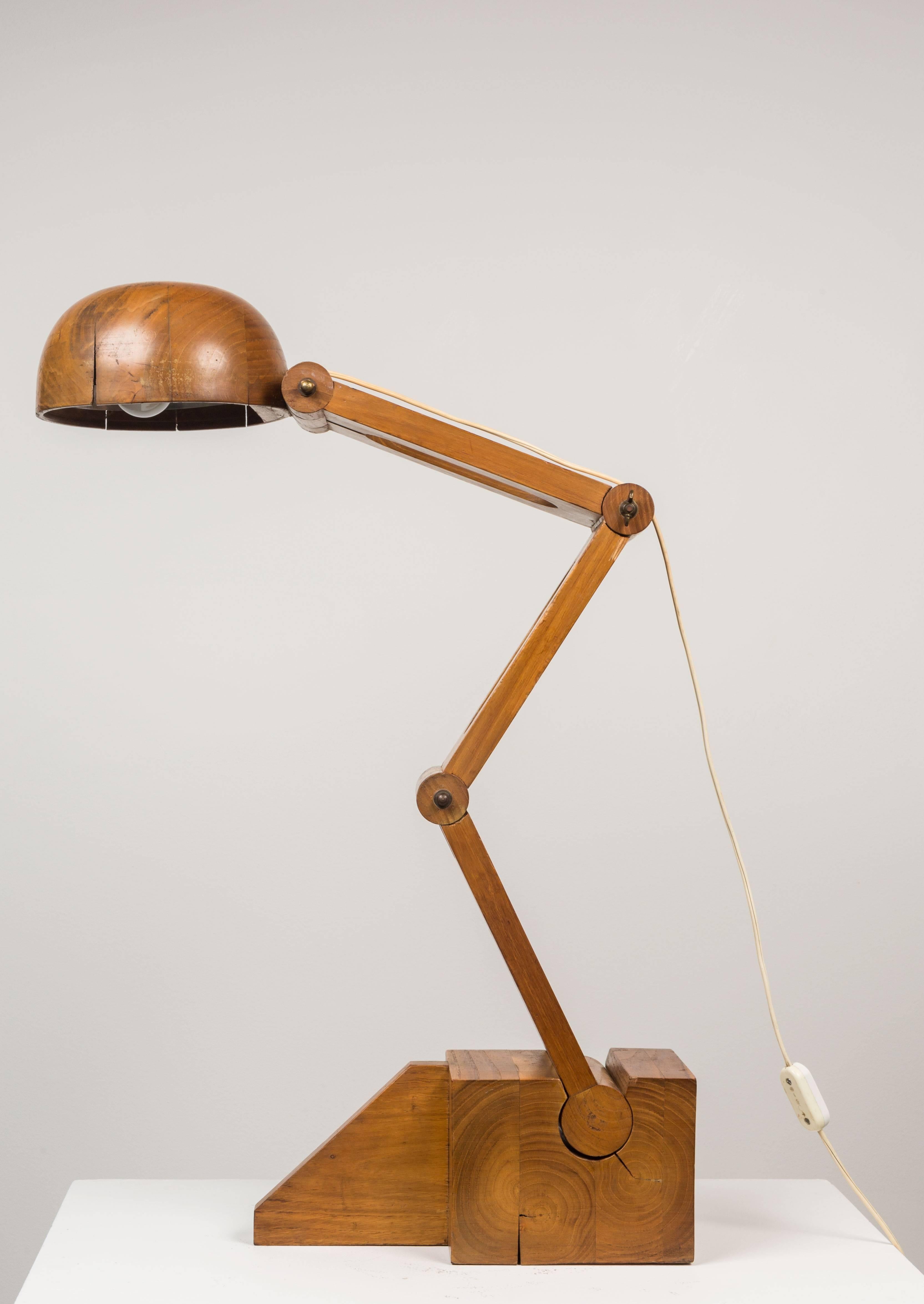 Mid-Century Modern Solid Wood Table Lamp by Paolo Pallucco for Pallucco Roma