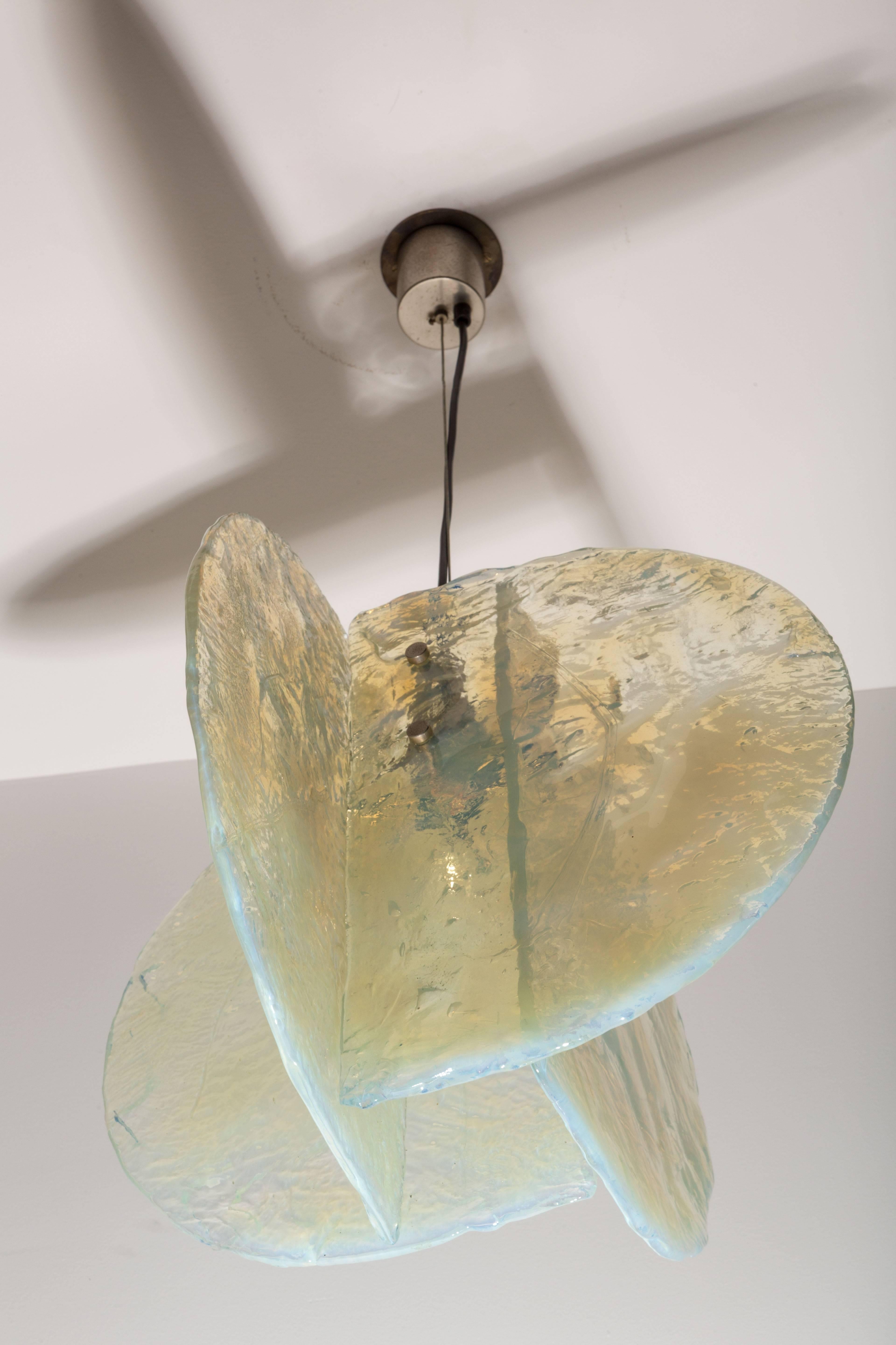 Mid-20th Century Large Textured Glass Pendant by Carlo Nason for Mazzega