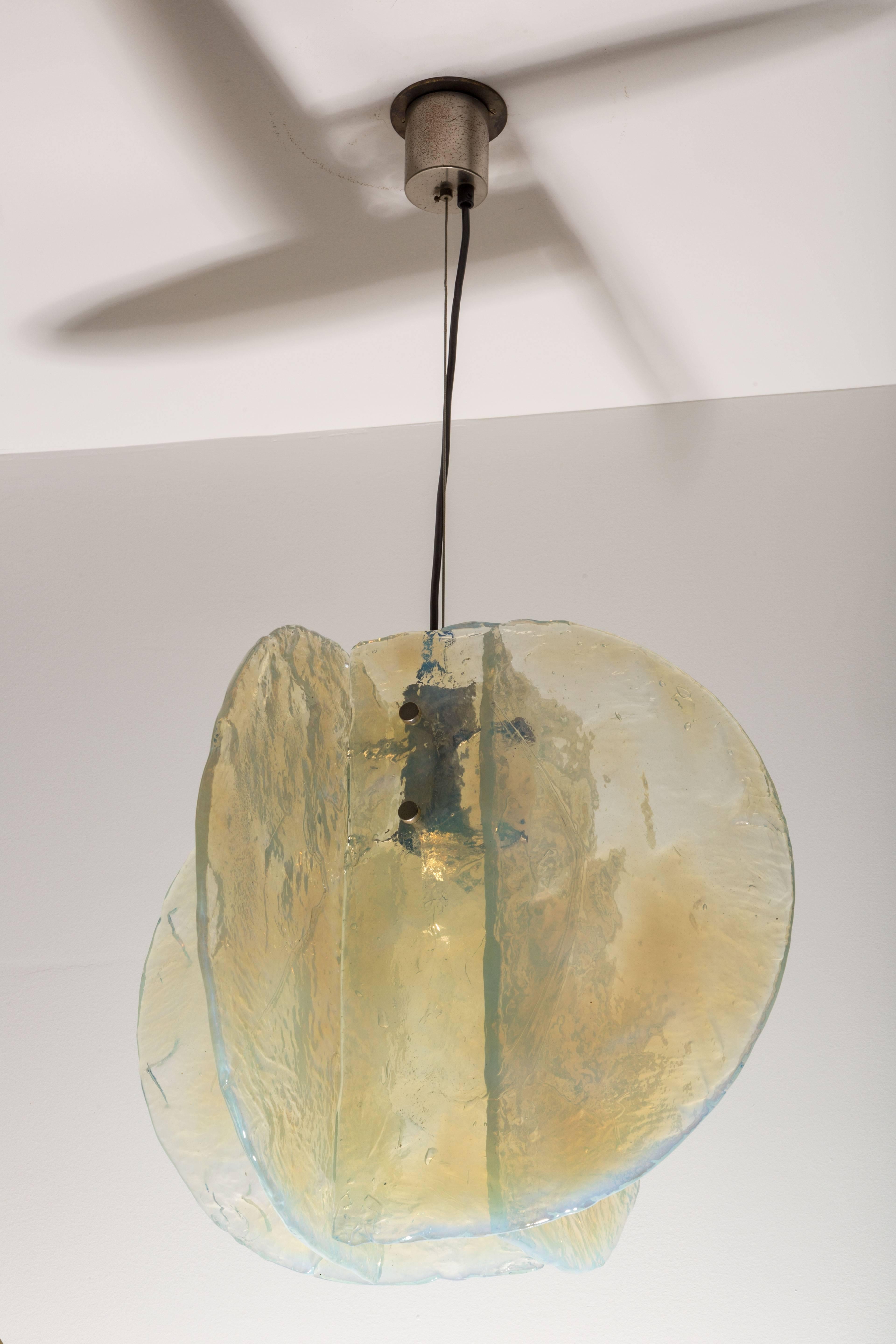 Plated Large Textured Glass Pendant by Carlo Nason for Mazzega