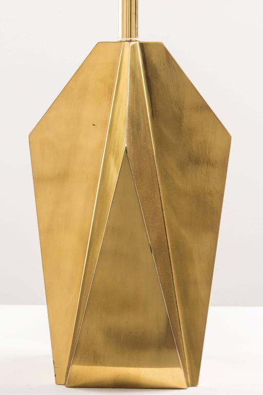 Pair of Brass Geometric Table Lamps at 1stDibs