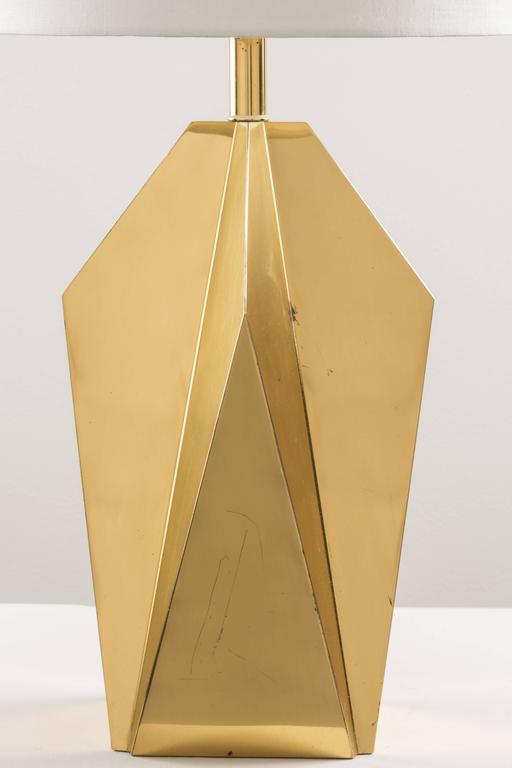 Pair of Brass Geometric Table Lamps at 1stdibs