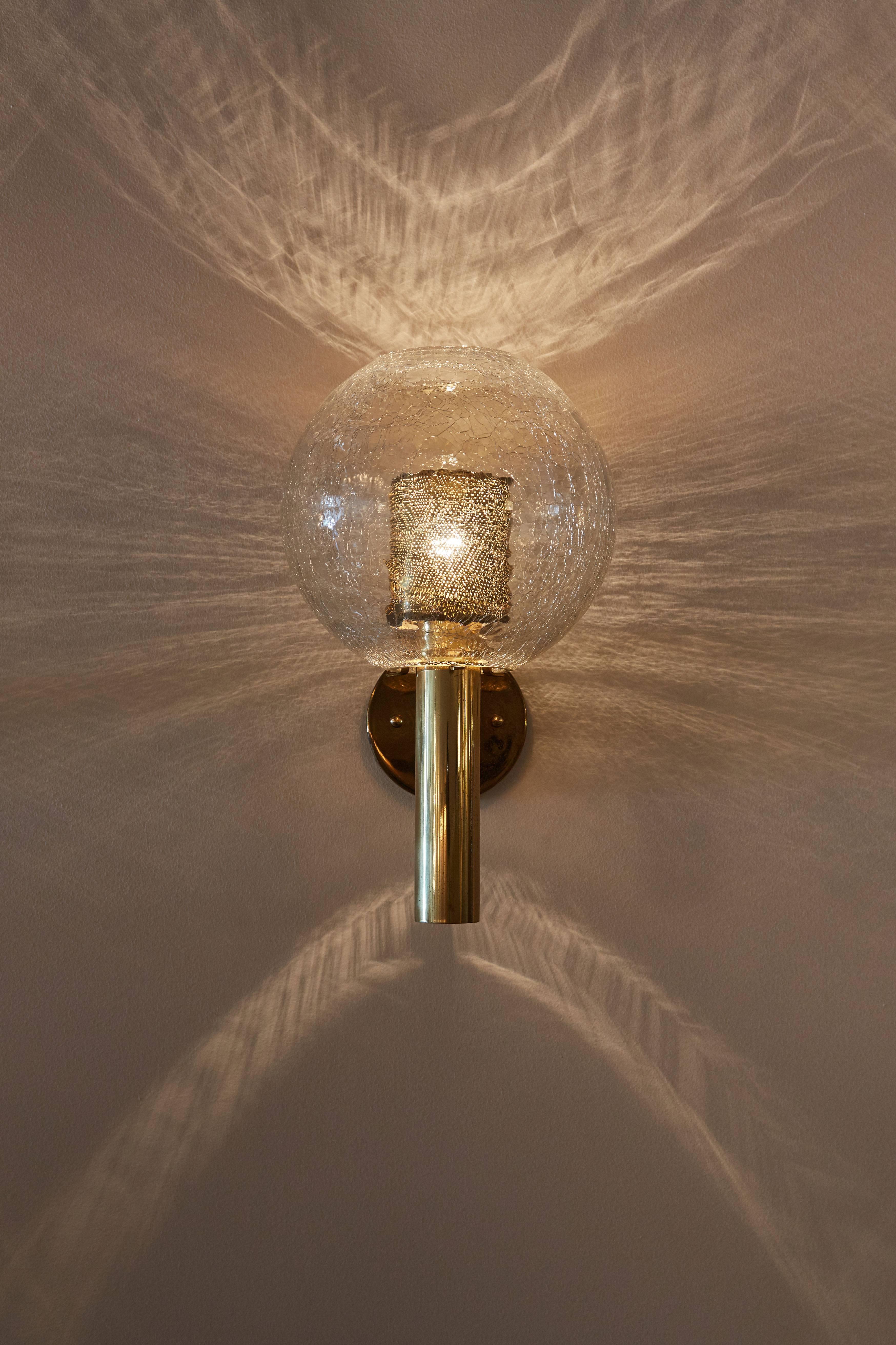 Italian One Crackled Glass Sconce by Arredoluce