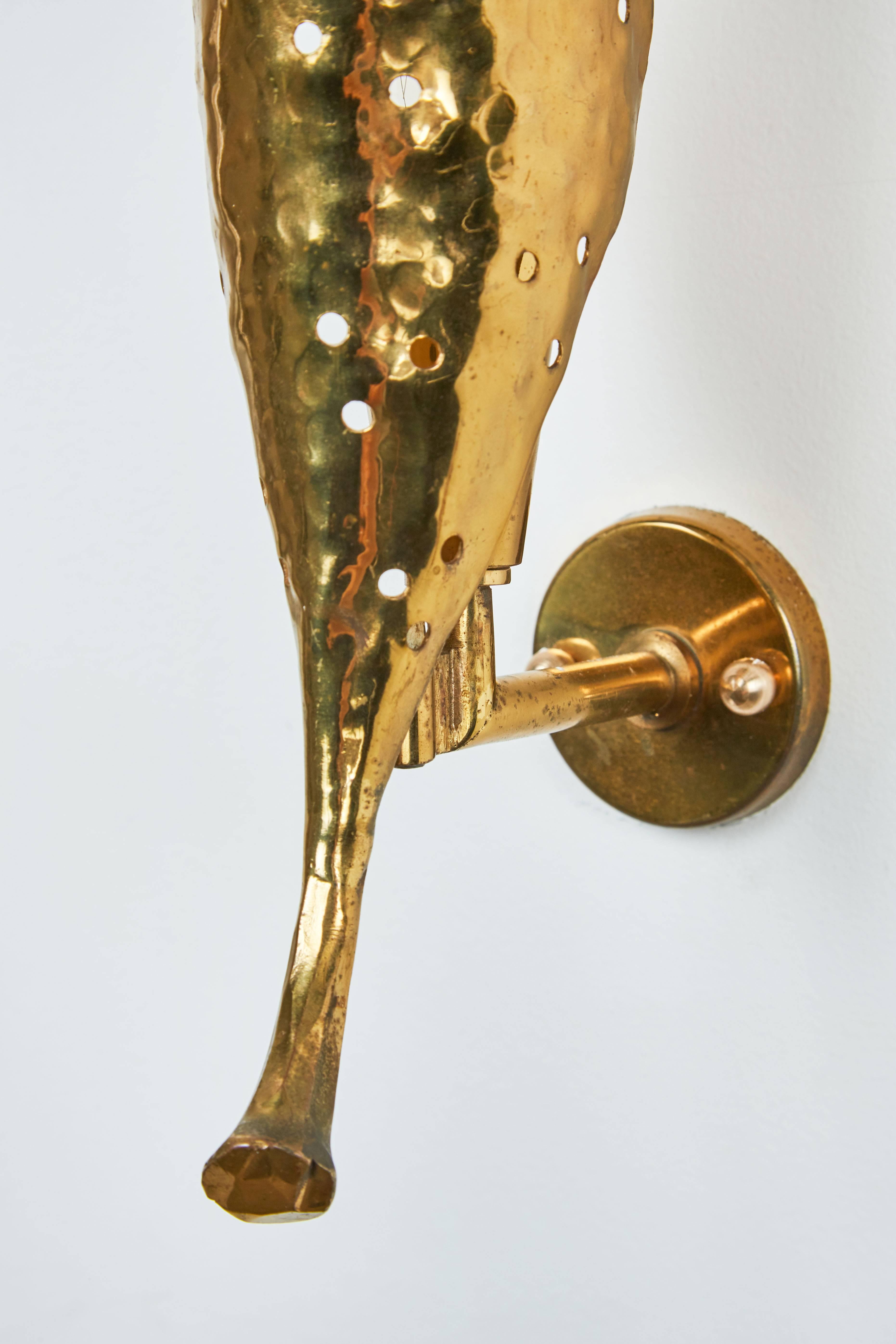 Pair of Solid Brass Sconces by Angelo Lelli 4