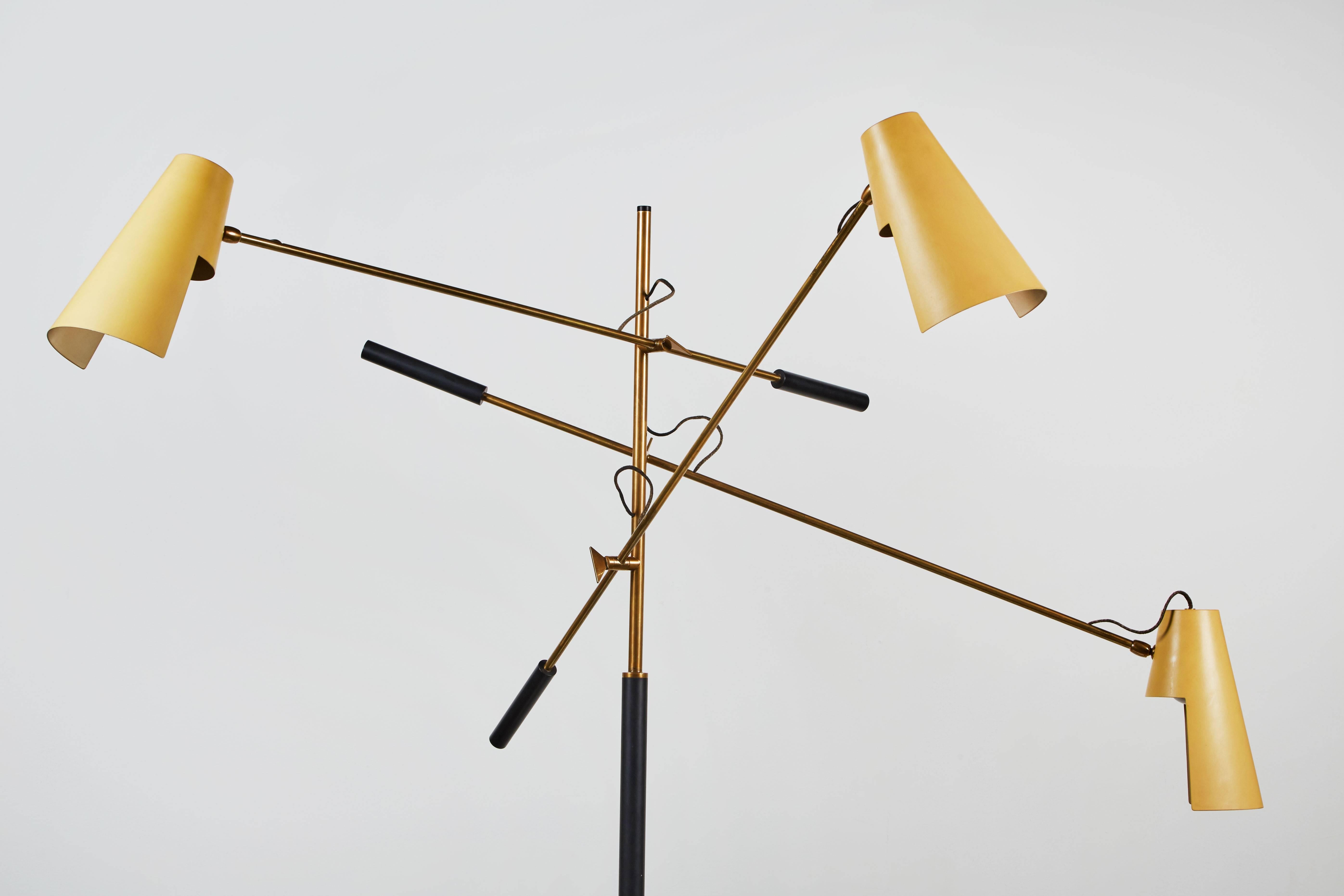 Italian Rare Three-Arm Floor Lamp by Stilnovo