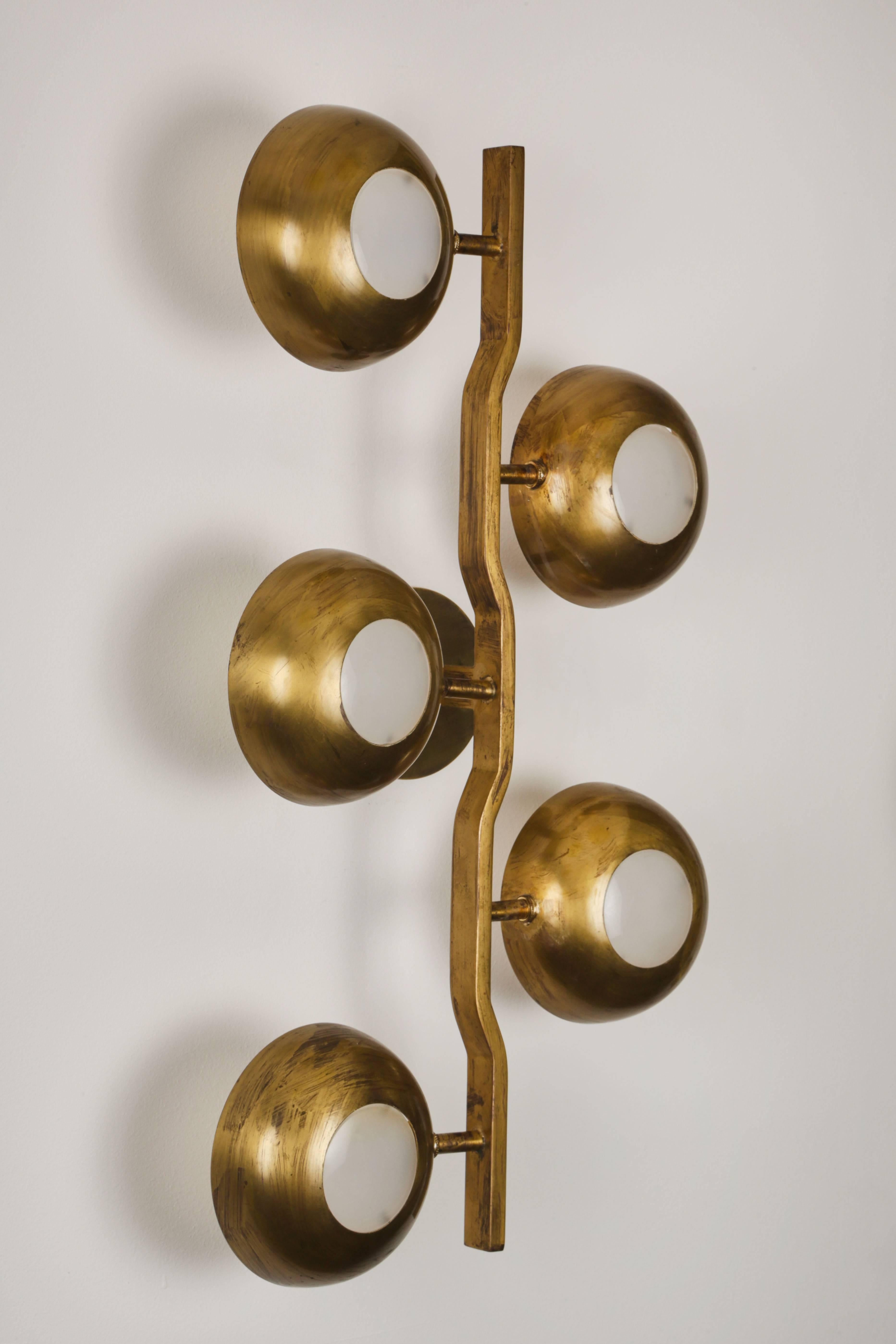 Mid-Century Modern Rare Pair of Brass Sconces by Stilnovo