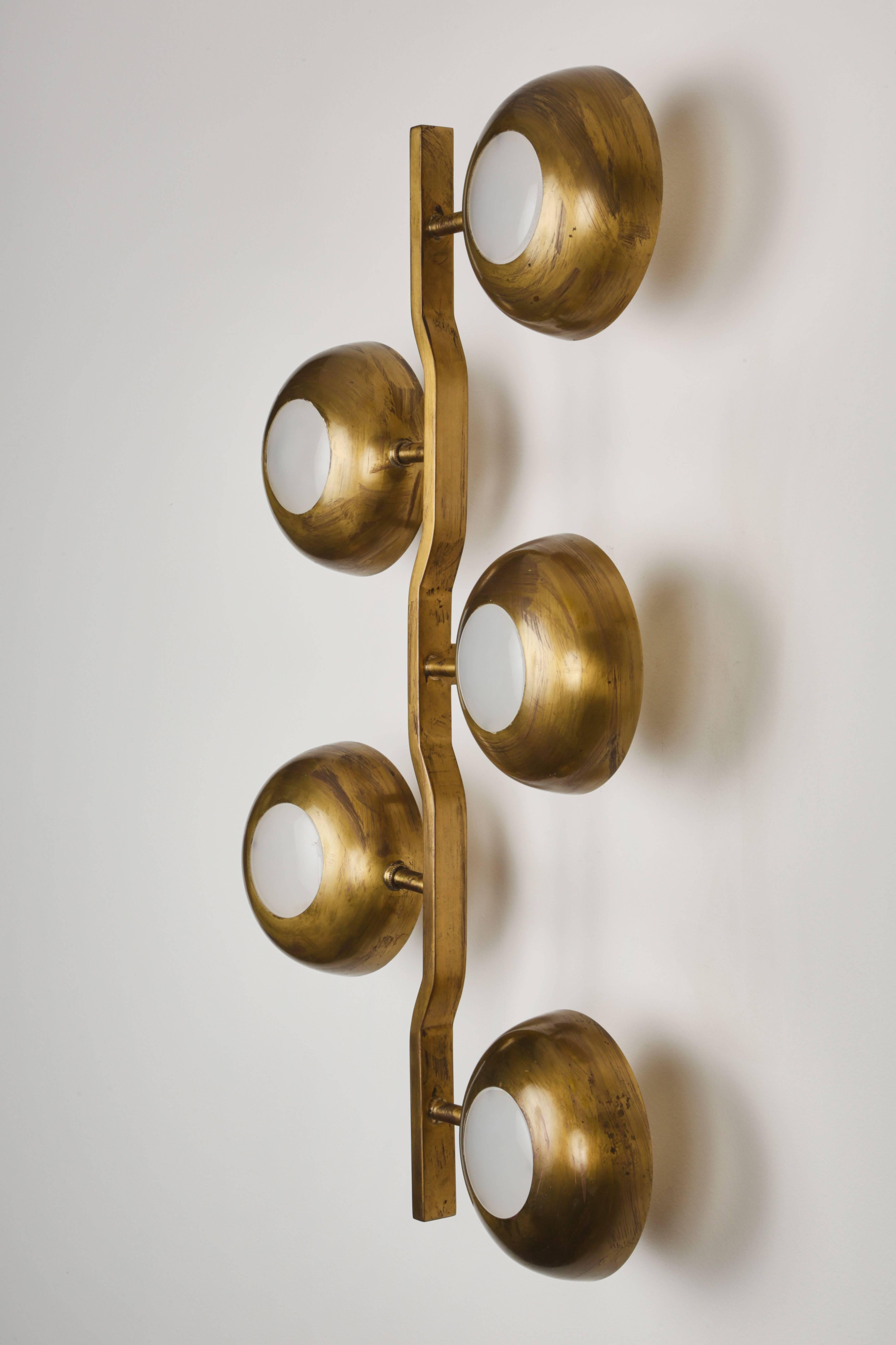 Italian Rare Pair of Brass Sconces by Stilnovo