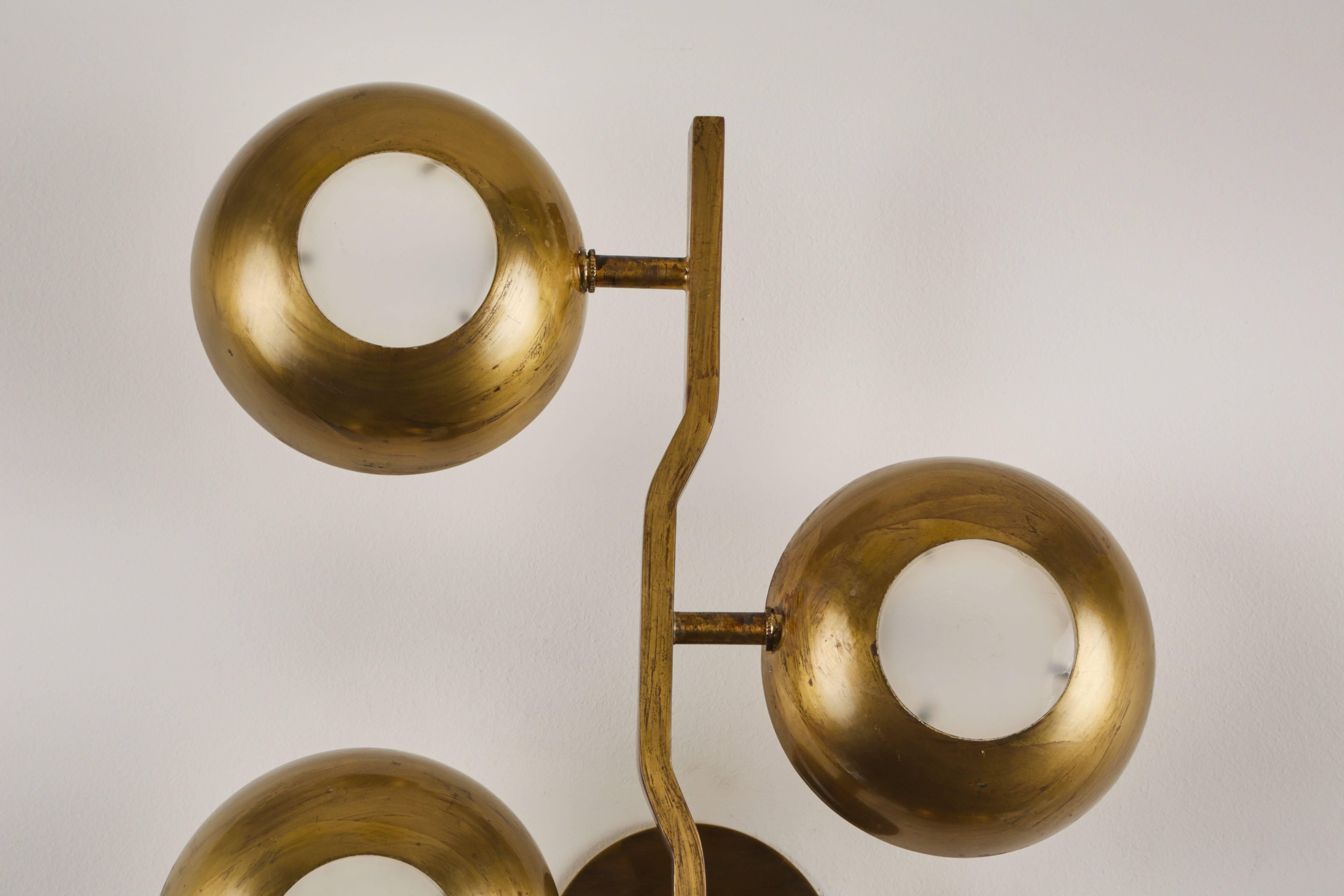 Rare Pair of Brass Sconces by Stilnovo 1