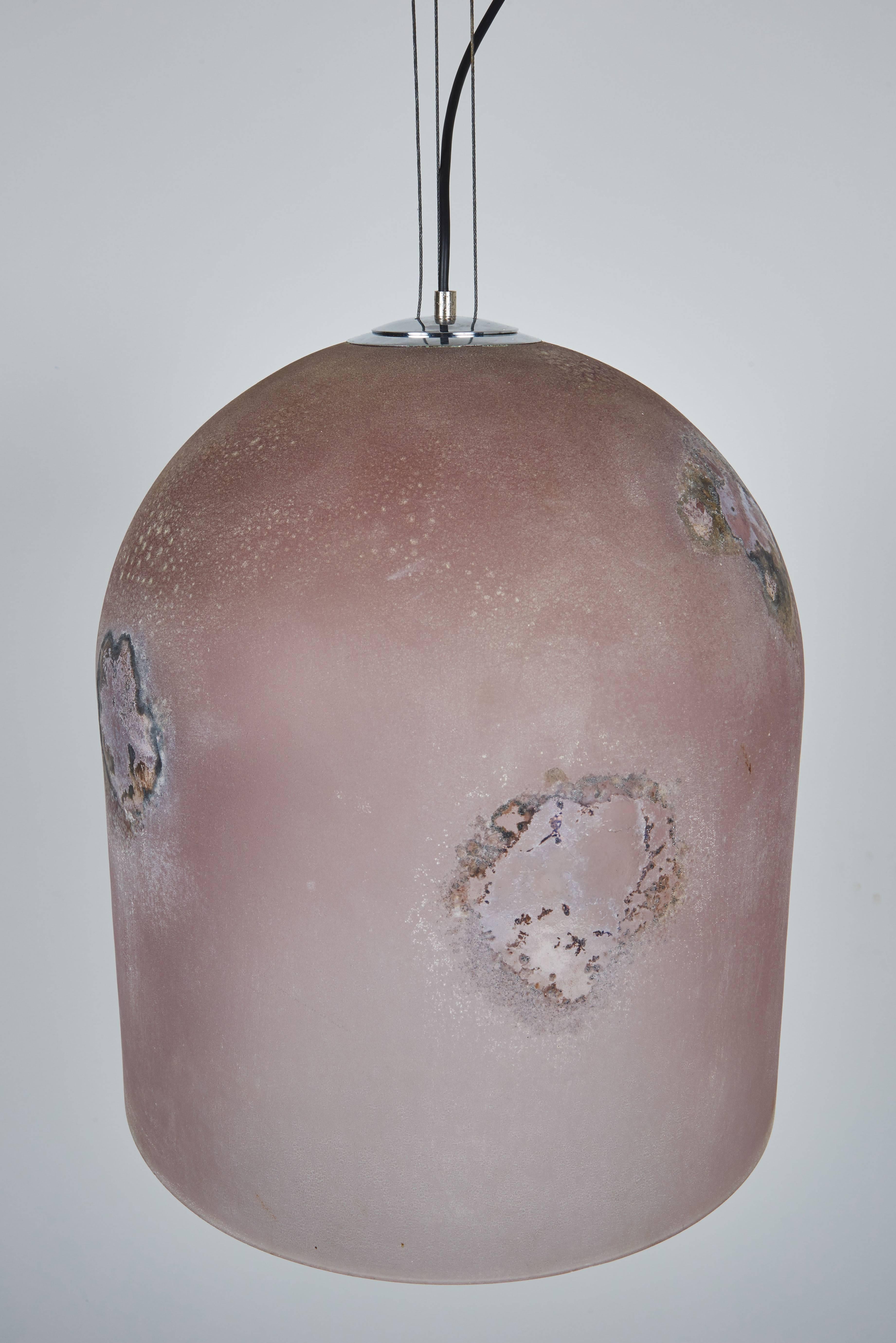 Metal Scavo Murano Glass Pendant by Alfredo Barbini