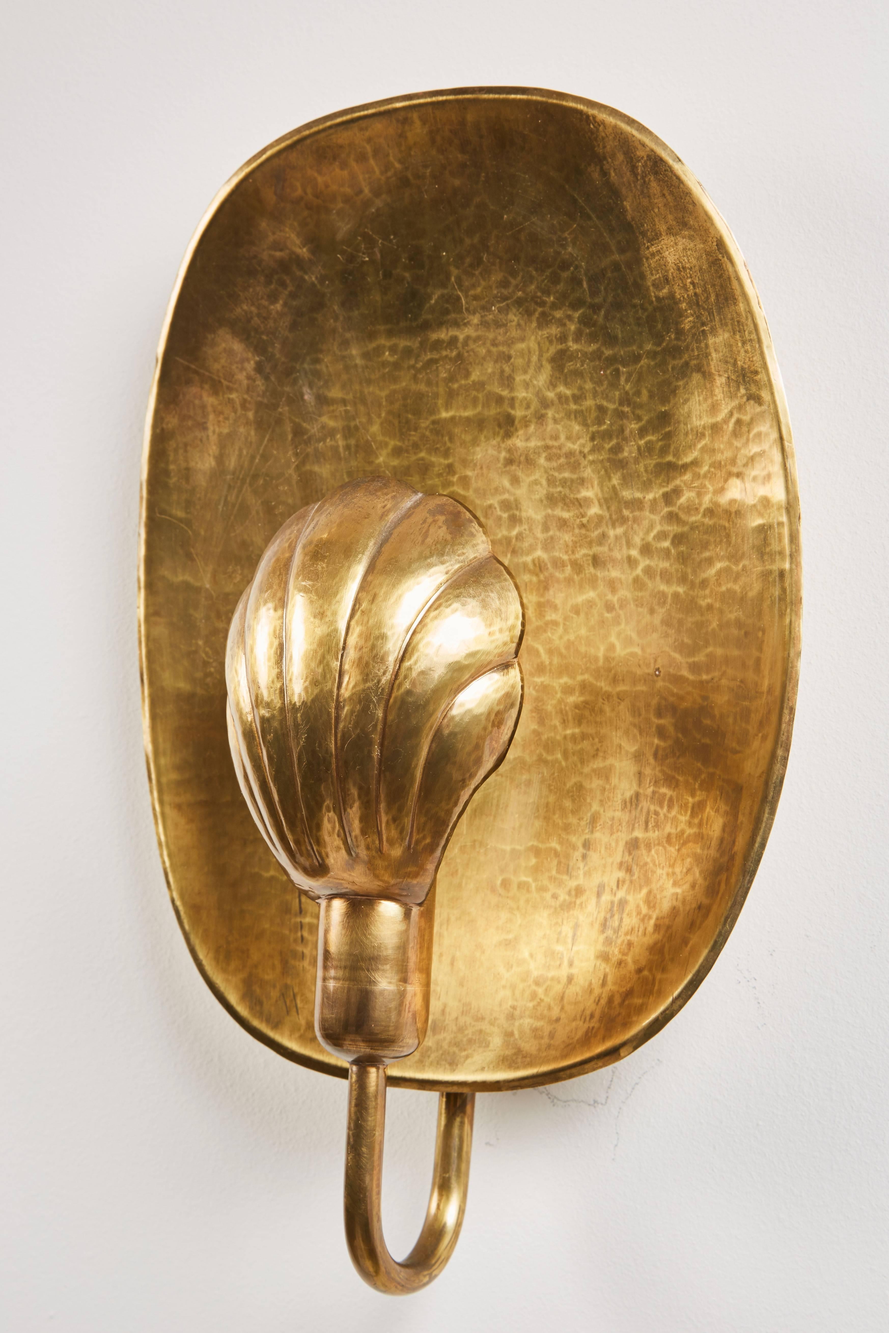 Pair of Brass Sconces by Firma Lars Holmström for Arvika In Excellent Condition In Los Angeles, CA