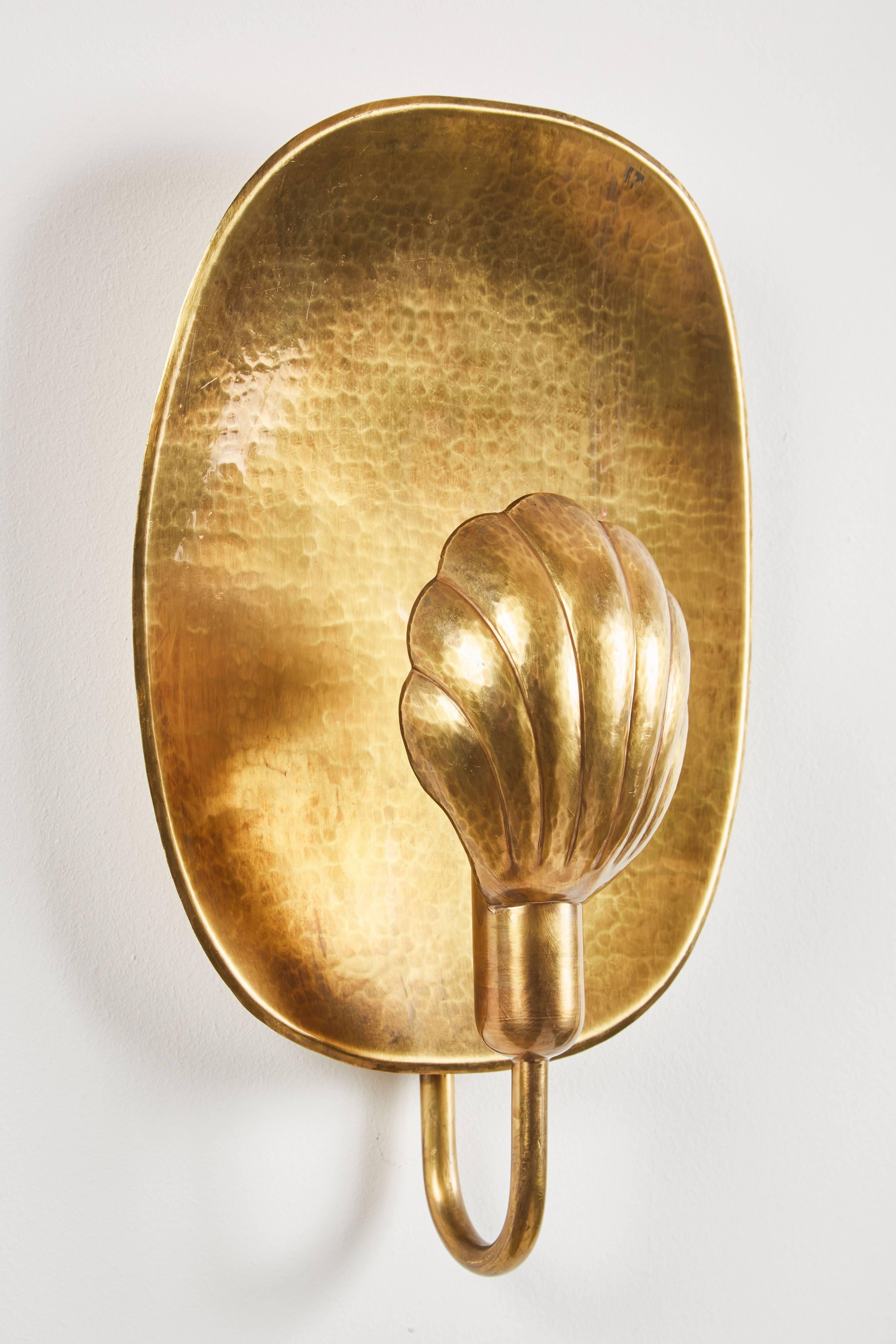 Mid-20th Century Pair of Brass Sconces by Firma Lars Holmström for Arvika