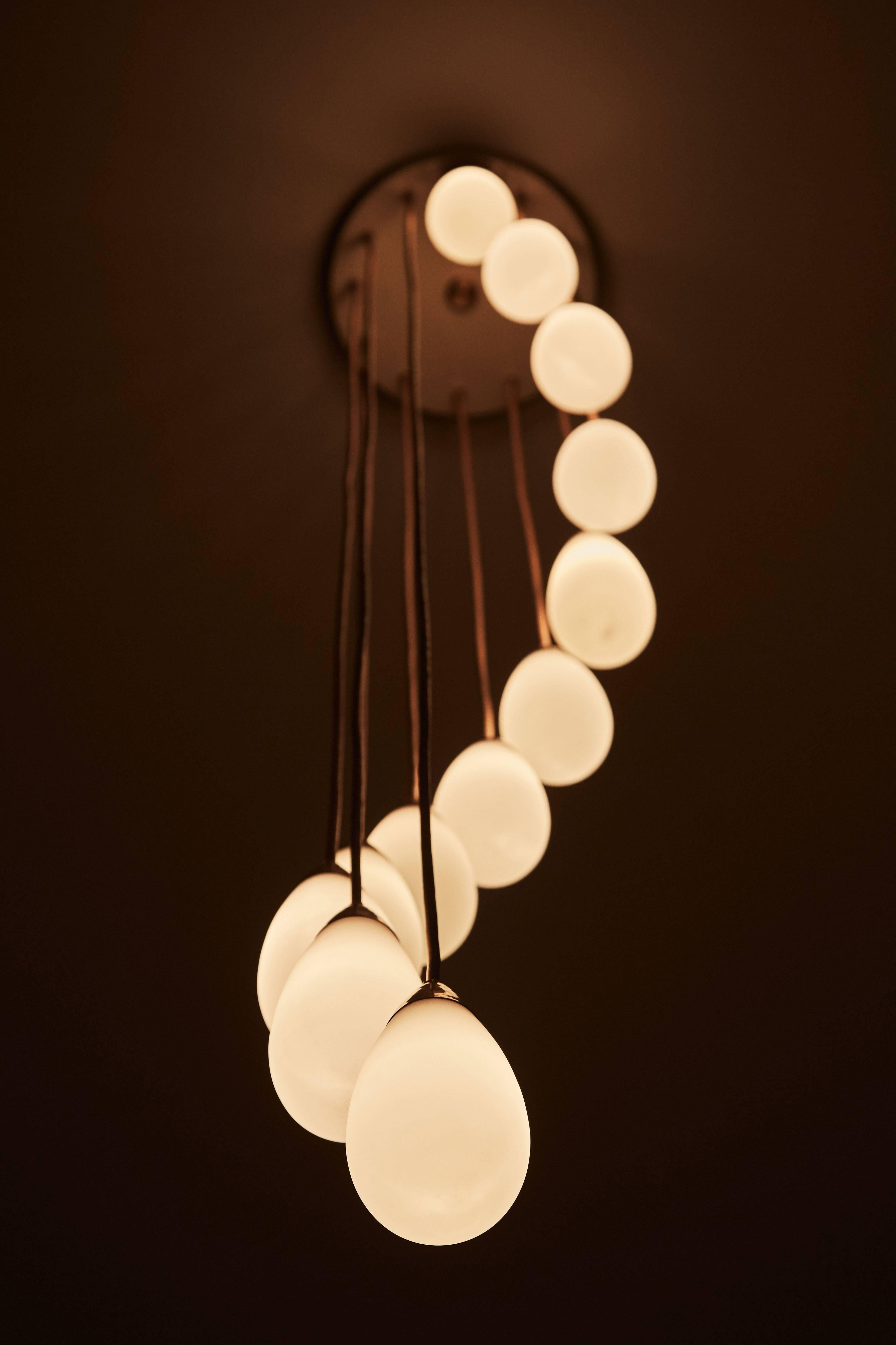 Mid-Century Modern Twelve Globe Cascading Chandelier, attributed to Lightolier