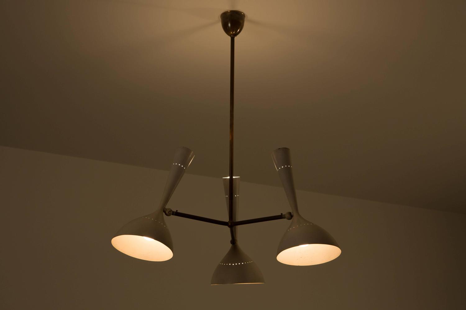 Three Shade Articulating Chandelier by Stilnovo For Sale at 1stdibs