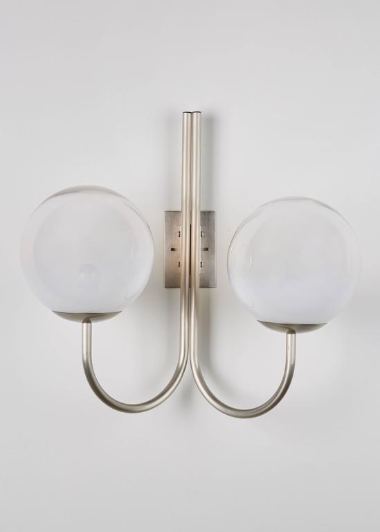 Mid-Century Modern Four Opaline Glass Wall Lights For Sale