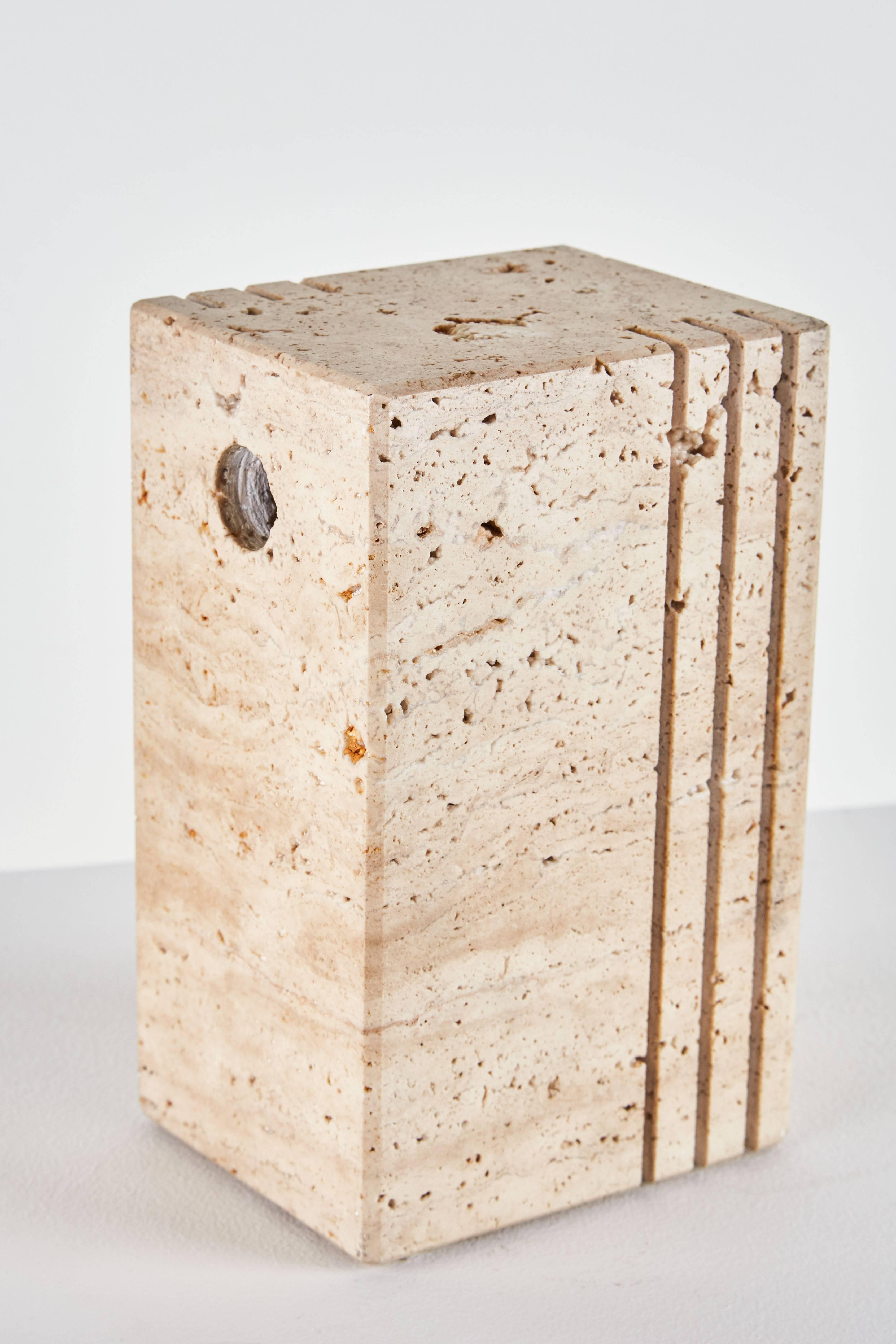 Late 20th Century Pair of Italian Travertine Table Lamps by Sormani