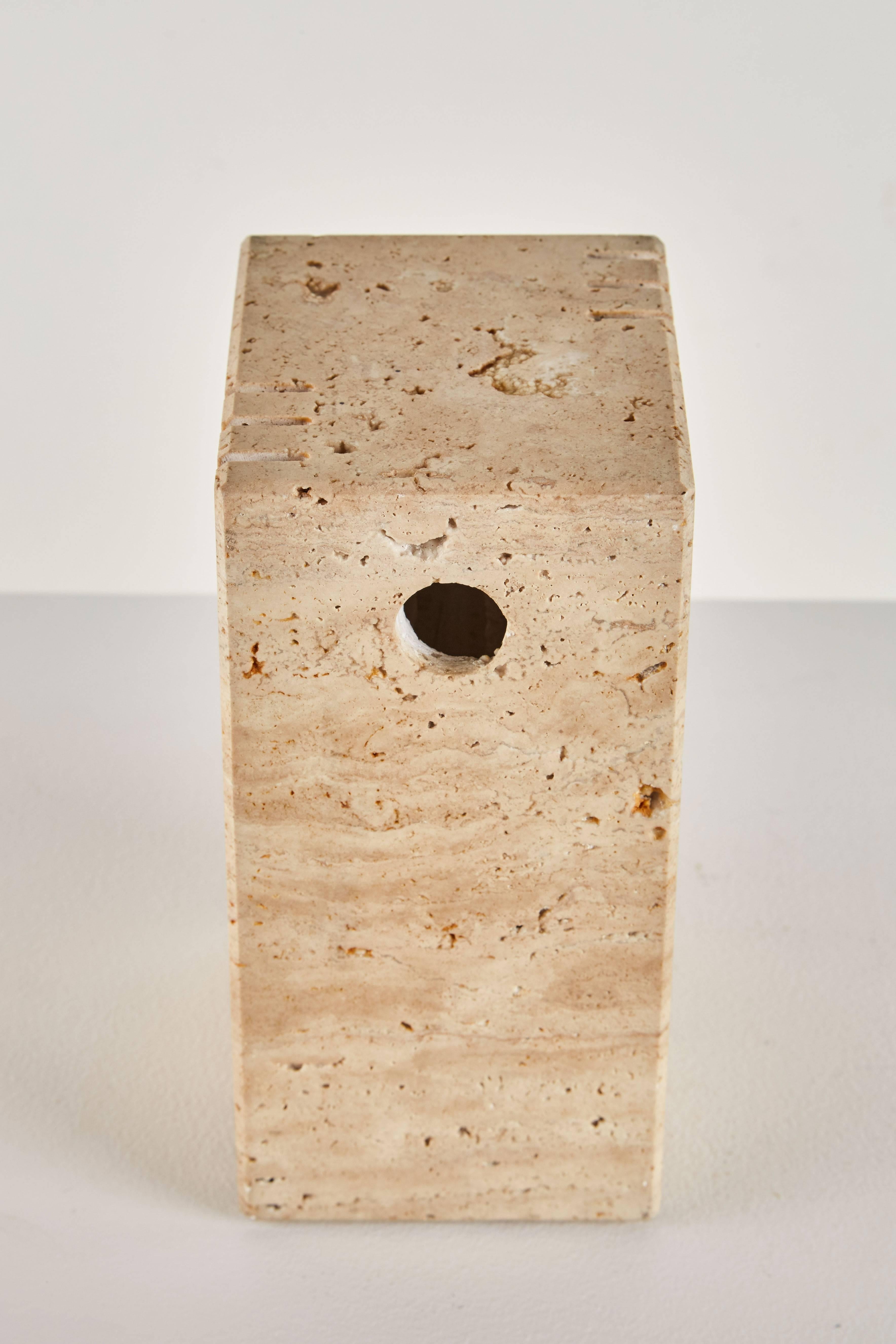 Pair of Italian Travertine Table Lamps by Sormani 1