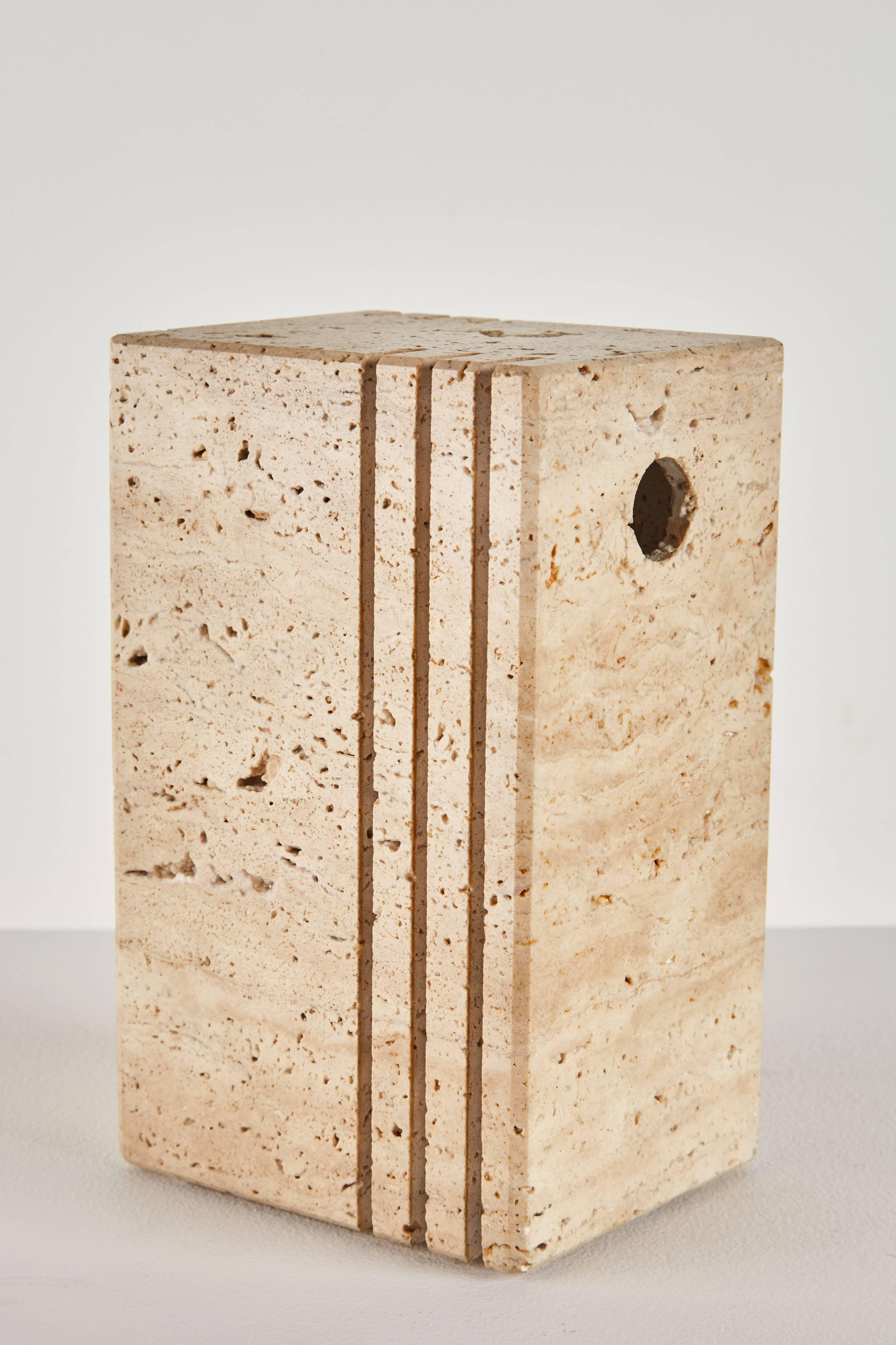 Pair of Italian Travertine Table Lamps by Sormani 2