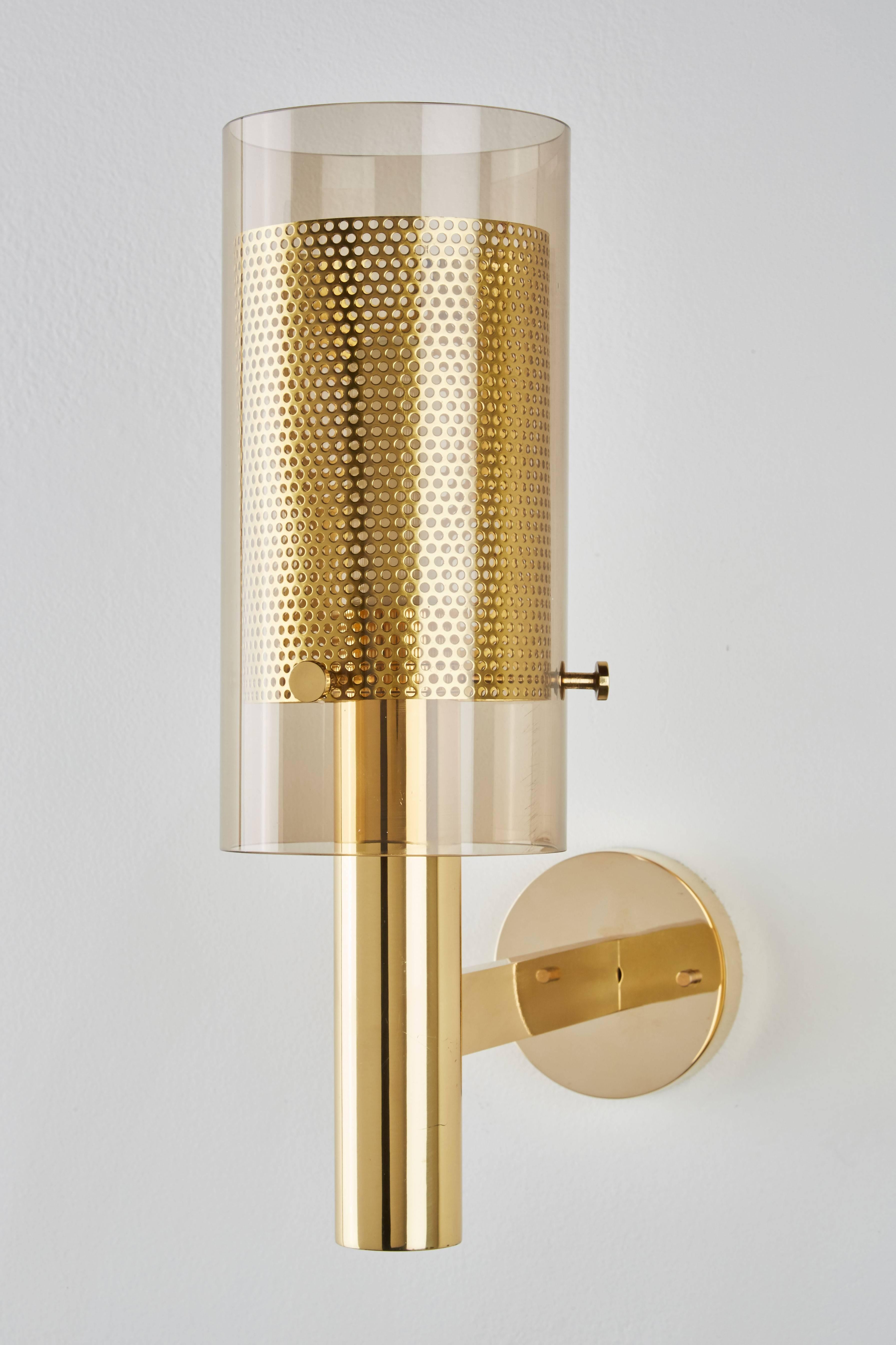 Two Pairs of Brass Perforated Sconces by Hans Agne Jakobsson, Markaryd In Good Condition In Los Angeles, CA