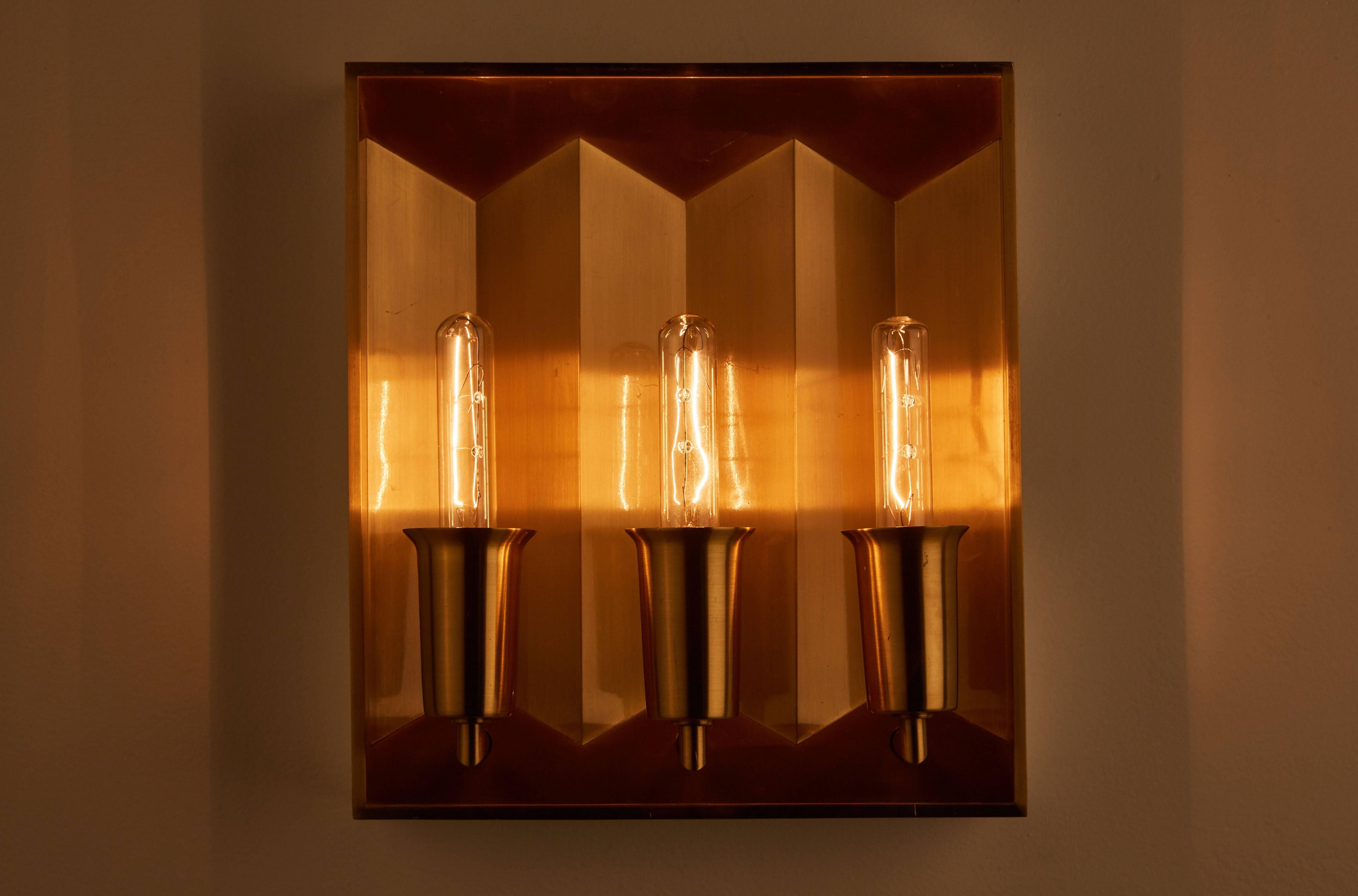 Mid-Century Modern Pair of Brass Sconces by Fog & Mørup